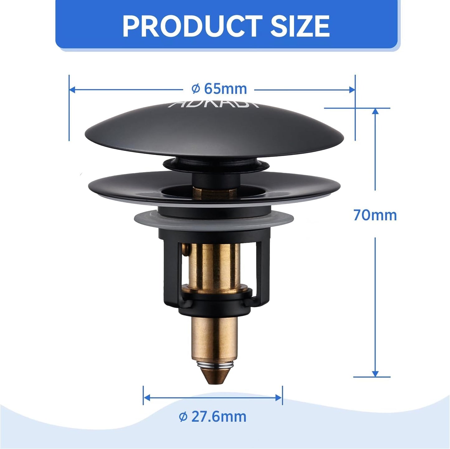 Bathroom Sink Drain Stopper, 2-in-1 Pop Up Sink Drain Stopper Strainer for 1.06"-1.65" Basin Drain Holes, Brass Bounce Core Sink Stopper with Anti-Clogging Hair Catcher