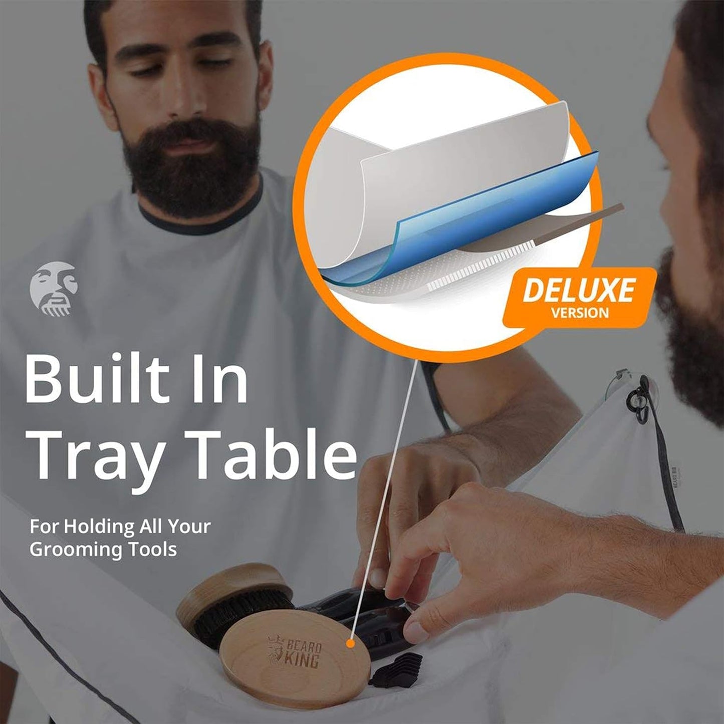 Beard King Beard Bib Apron - Shaving Set for Dad - As Seen on Shark Tank - Men's Hair Catcher for Shaving - Grooming Accessories - Packing Pouch, White