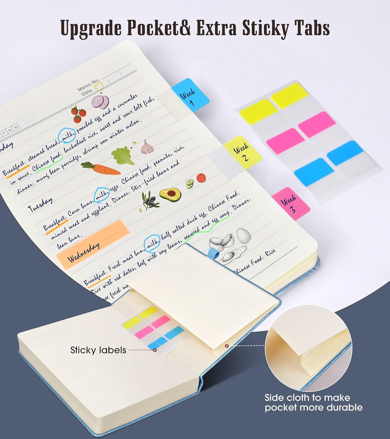 Lined Journal Notebook -365 Pages A5 Thick Journals for Writing College Ruled Notebook, Hardcover Leather Journal for Women Men, Daily Journal Notebook for Work, Note Taking, 100Gsm Lined Paper ( 5.75'' X 8.38'' Blue)