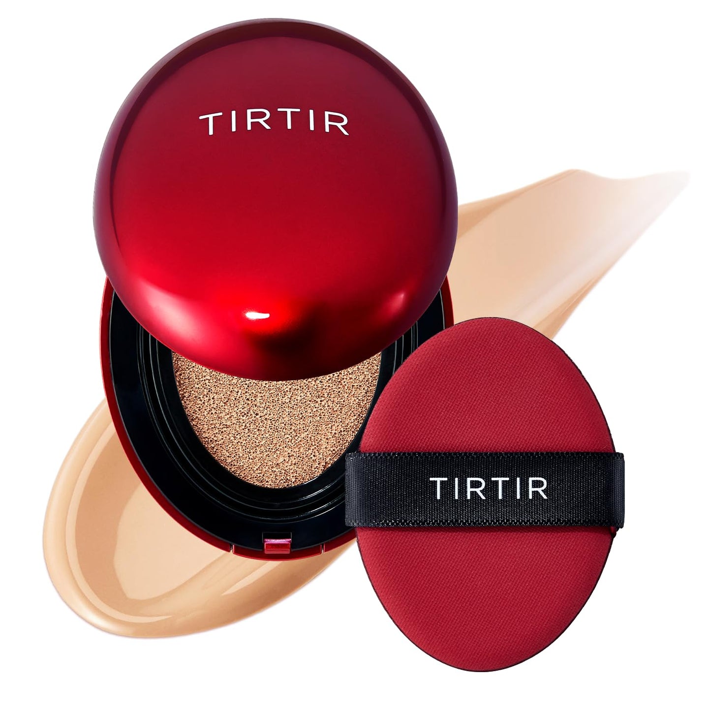 TIRTIR Mask Fit Red Cushion Foundation | Full coverage, Weightless, Skin fit, Satin Glow Finish, Korean Makeup BB Foundation, beauty, Tattoo cover up, Buildable (#22N Shell Beige, 0.63 Fl Oz)