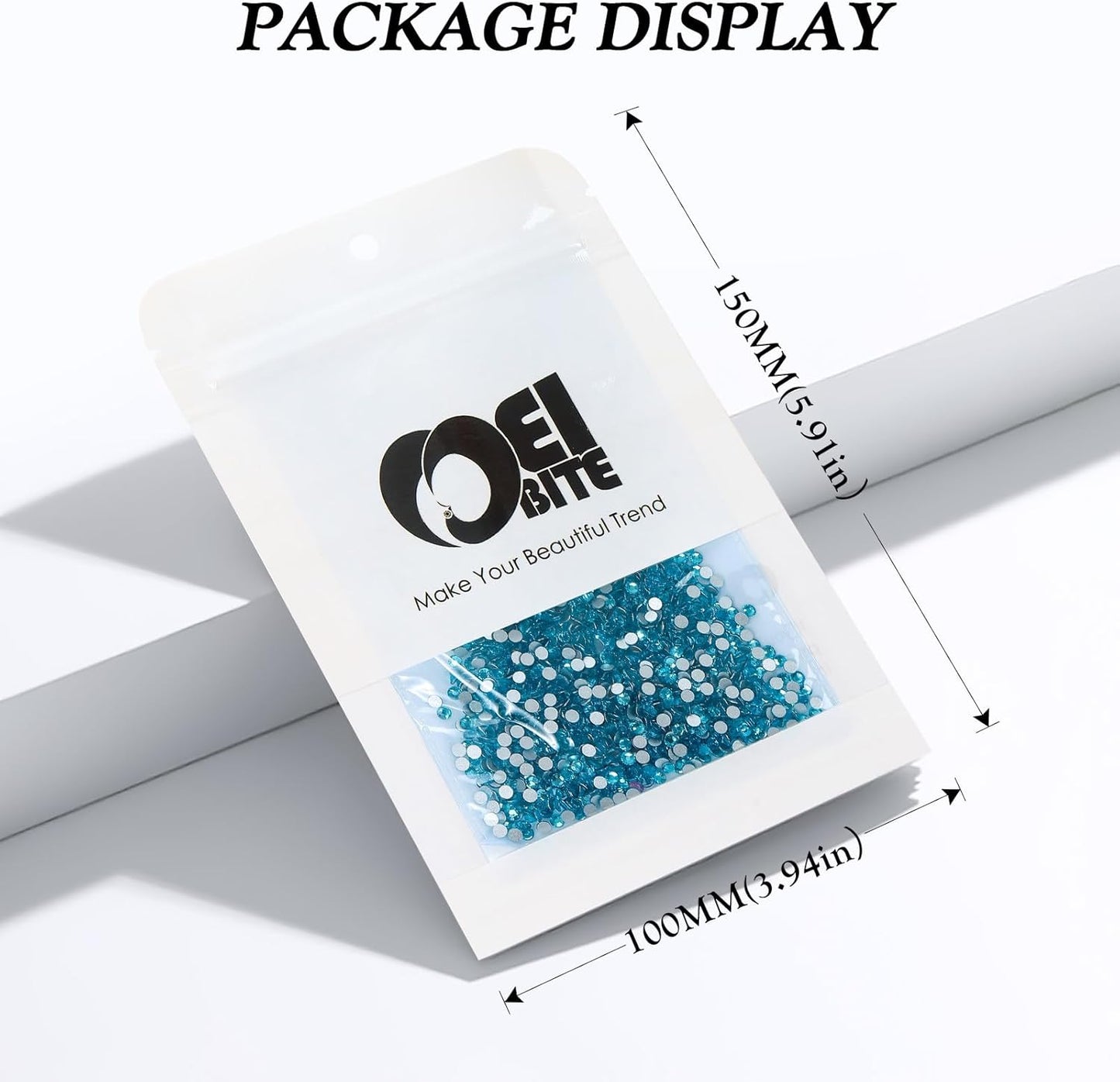 Aquamarine Flatback Rhinestones, Glass Rhinestones for Nail Art and Craft, Glue Fix, Loose Crystal Gemstones(Aquamarine, SS8, 2880pcs, 2.3-2.5mm)