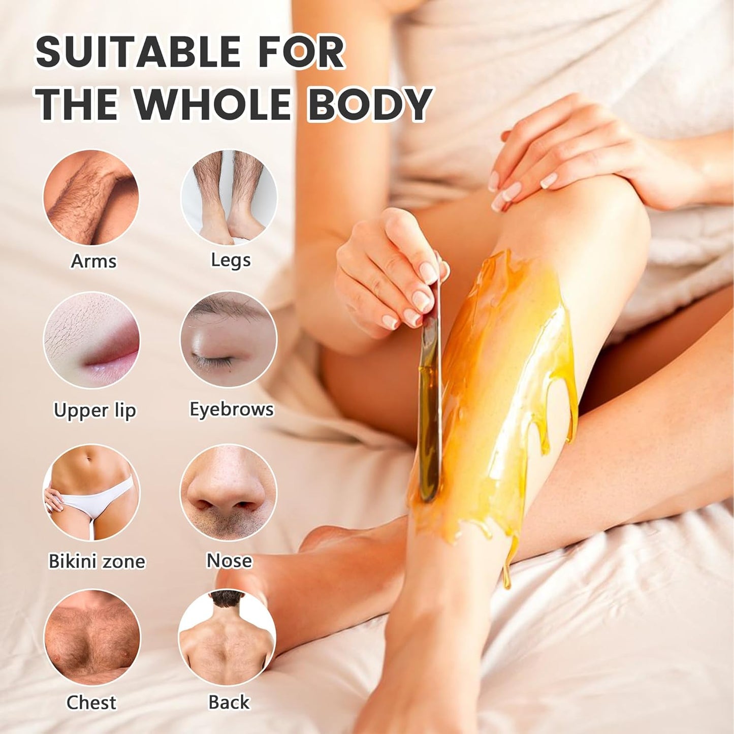 Professional Waxing Kit Wax Warmer Double Pot Wax Heater Machine for Hair Removal, Large Waxing Pot for Spa Salon Beauty Esthetician Home, with Non-Stick Easy Clean Pot, 50 Sticks & 20 Collar