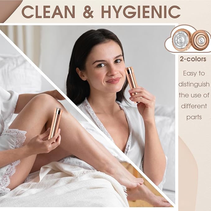 Upgrade Facial Hair Removal for Women, Rechargeable Hair Removal Device, Painless Face Electric Razor/Shaver for Lip, Arms, Face, Peach Fuzz (Coppery)