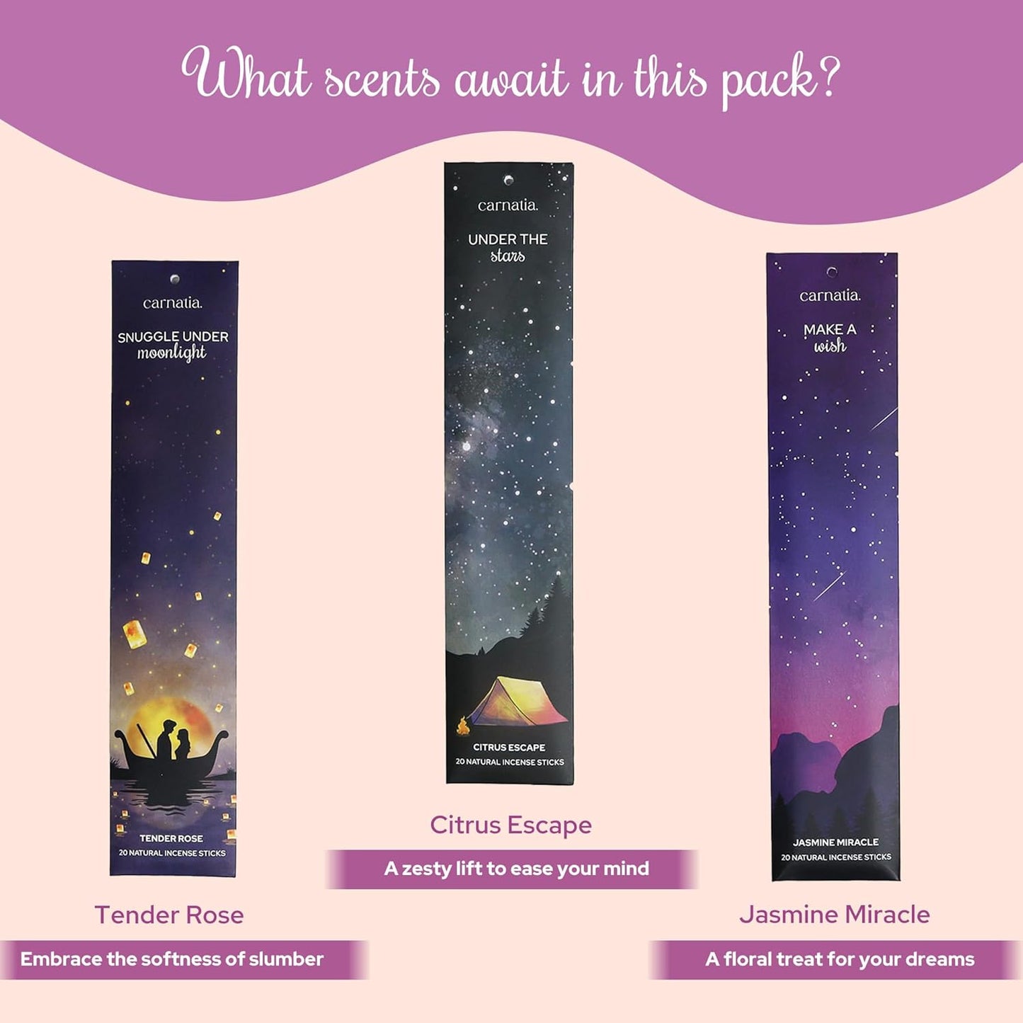 Carnatia Sleep Essentials Incense Sticks – Set of 6 Relaxing Scents for Deep Sleep, Stress Relief & Calm | Natural, Slow-Burning Aromatherapy for Restful Nights, Better Sleep & Evening Rituals!