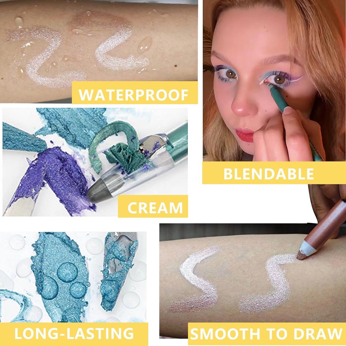 Rose Gold Eyeshadow Stick, Blendable Creamy eyeshadow Eye Brightener Stick, Waterproof Eyeshadow Pencil Long Lasting Crayon, Smooth Shimmer Eye Shadow Highlighter Eye Liner Makeup.#6 rose rold shimmer