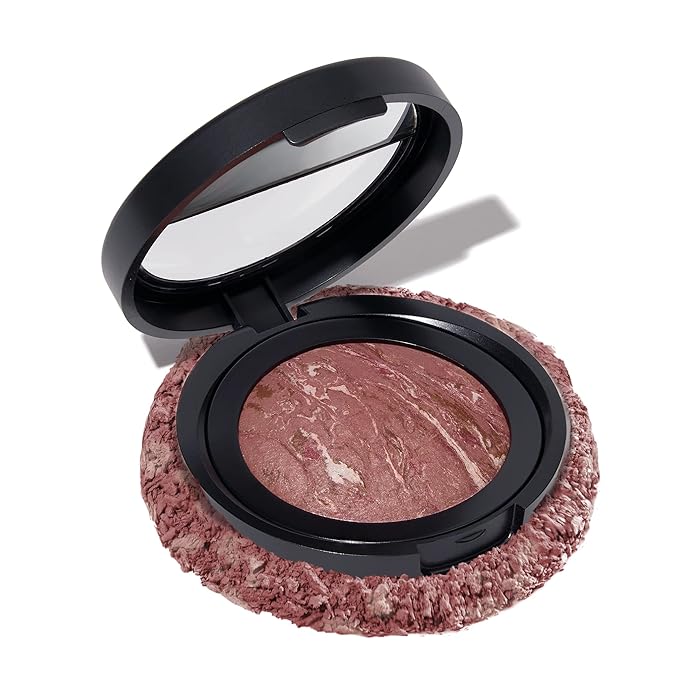 LAURA GELLER NEW YORK Baked Blush-n-Brighten Marbleized Blush for Cheeks - Down to Earth - Natural Finish - Buildable Color