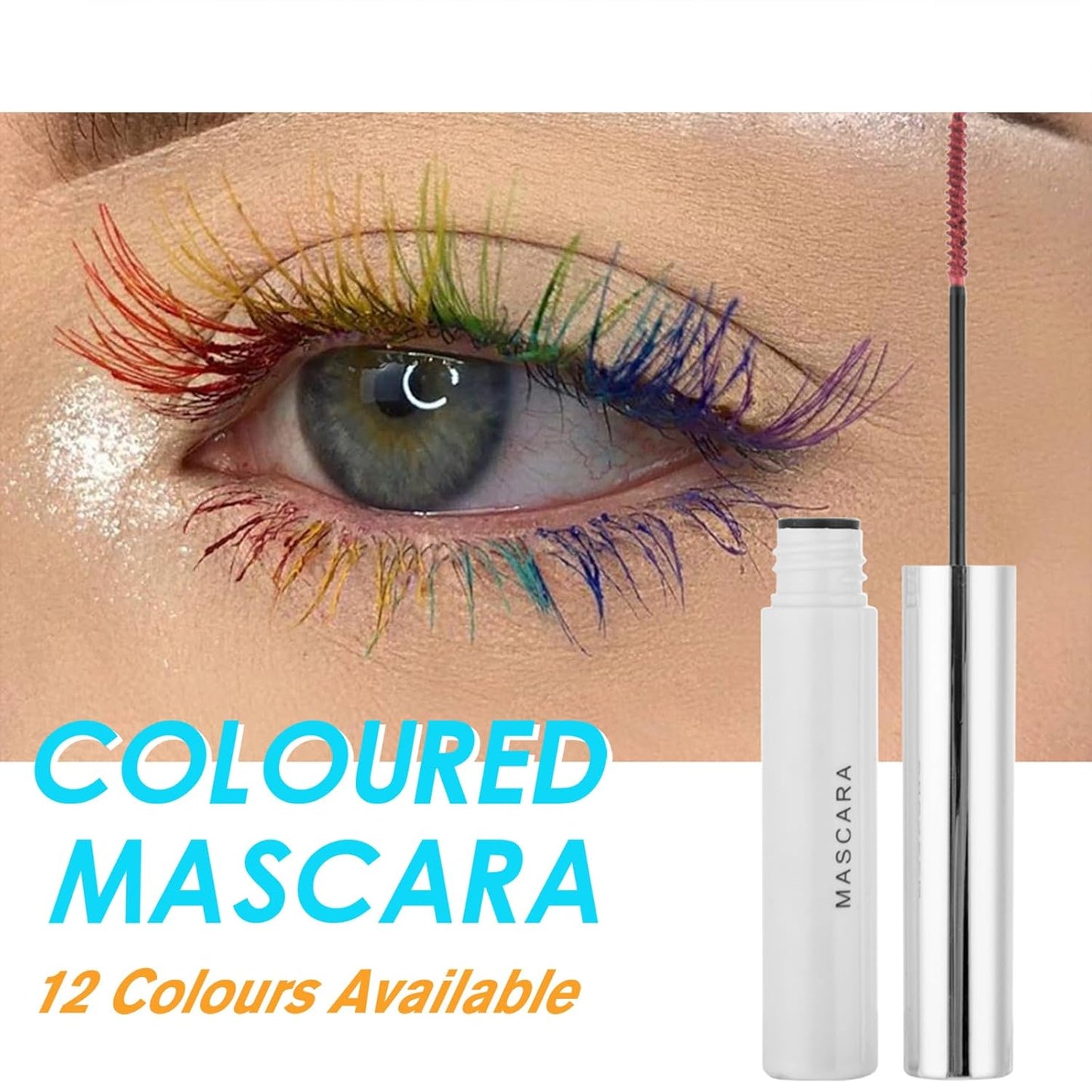 Waterproof Mascara for Eyes White Black Brown Purple Long-lasting colored Mascara Eye Makeup Fast-Dry (Black, 0.17 Fl Oz)