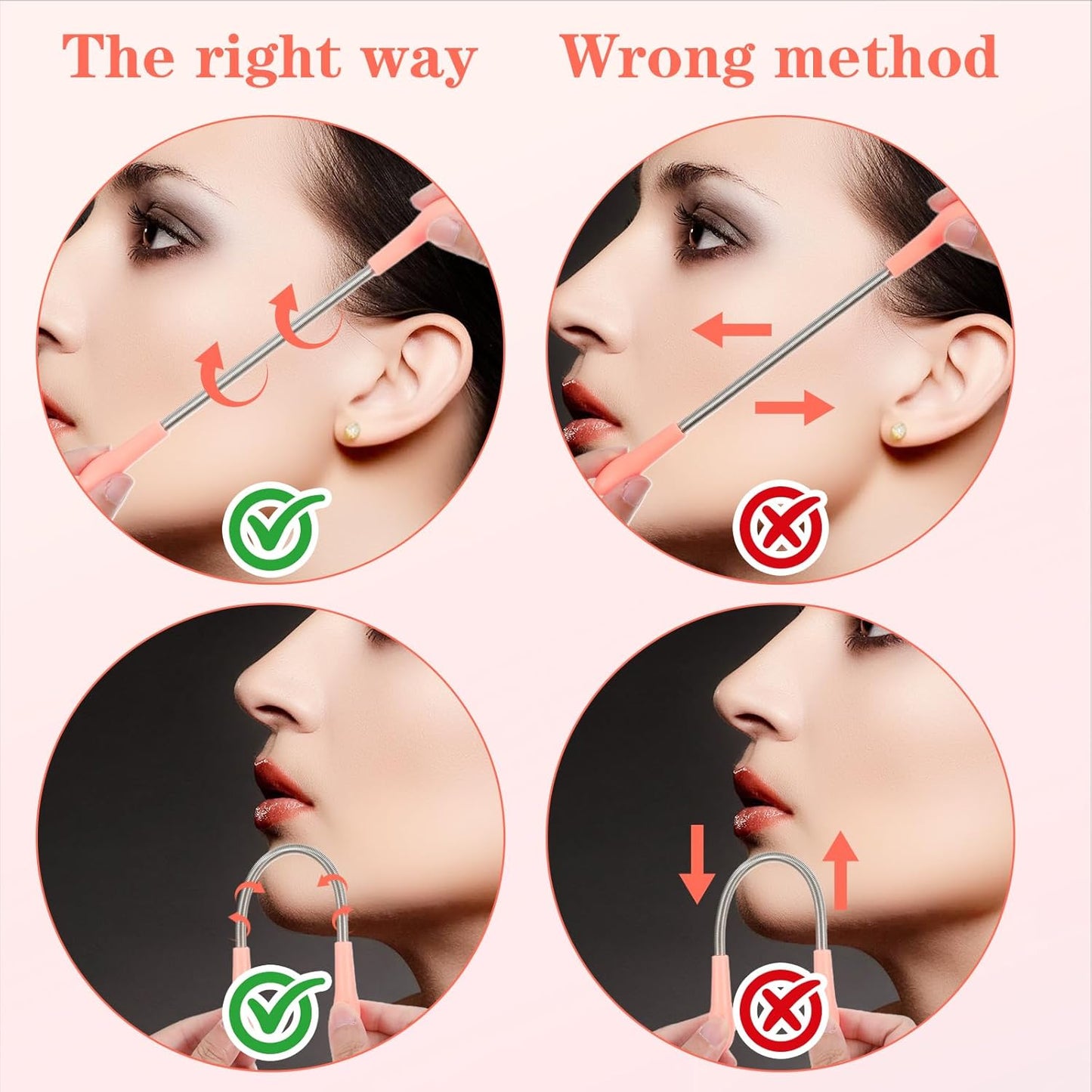 6 Pcs Facial Hair Remover Spring Eyebrow Face Removal Epilator Coil Portable Hair Remover Threading Tool for Women Unwanted Chin Cheek Mustache Neck Upper Lip