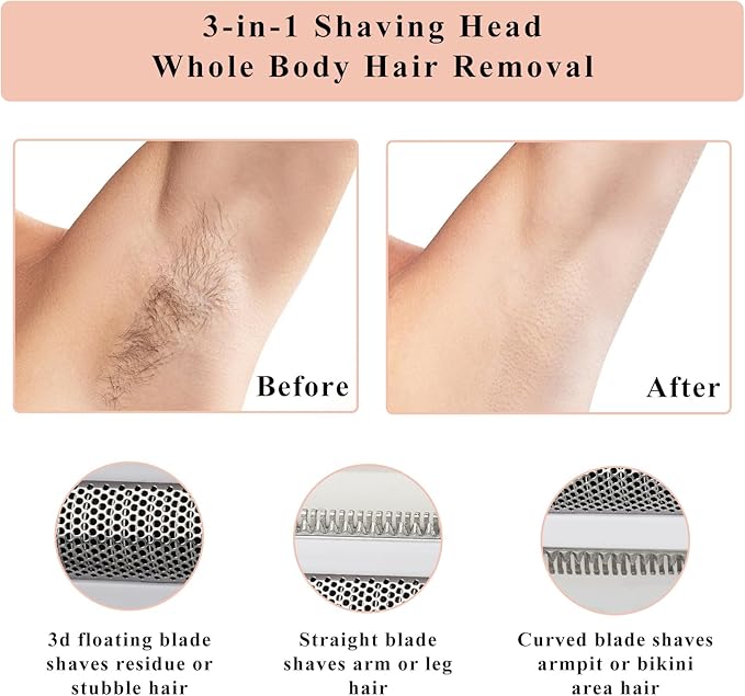 Electric Shaver for Women Men,2025 Cordless Electric Razor with 4 Accessories,Rechargeable Beauty Lady Led Display Facial Hair Remover,Smooth & Silky Bikini Trimmer for Body (Pink)