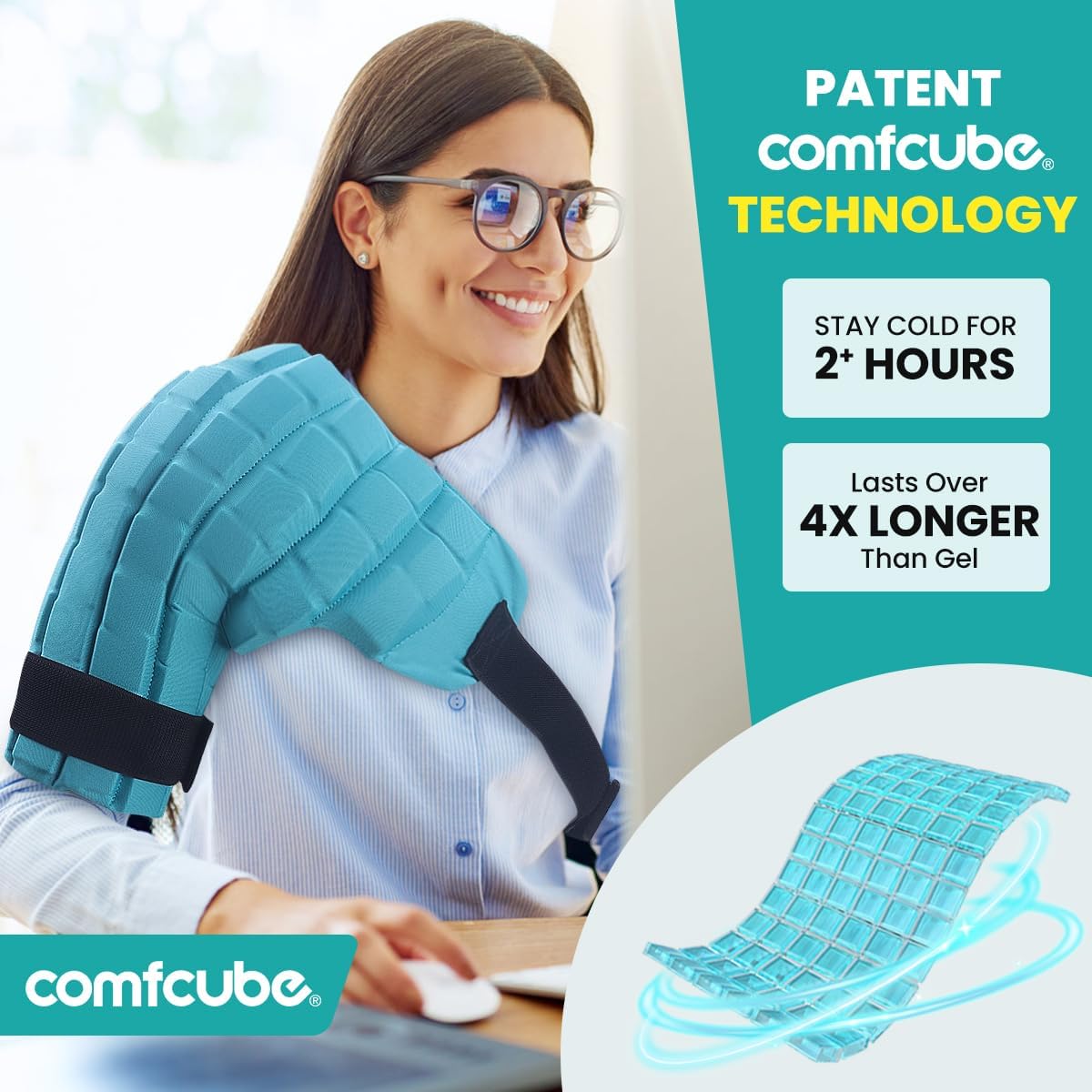 Shoulder Ice Pack Wrap for Injuries, 2 Hours Long Lasting Rotator Cuff Cold Therapy Flexible Shoulder Ice Pack for Pain Relief, FSA Eligible, Cold Pack for Tendinitis, Surgery, Swelling