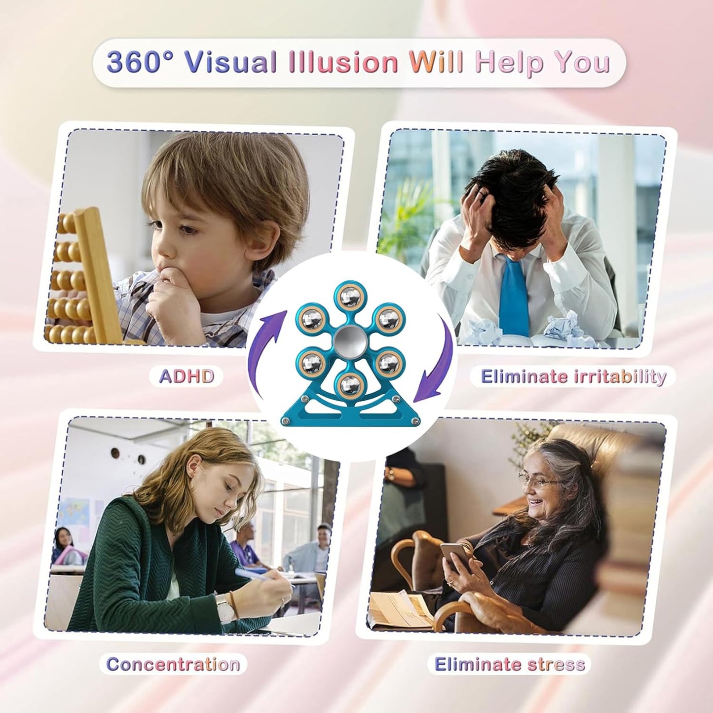 Desk-Fidget-Toys for Ferris-Wheels-Spinner: 4mins Metal Kinetic-Spinner Cool-Gadgets for Office Home School Christmas, EDC-Toy ADHD Tools Cool-Stuff Stress Relief Gift for Kid Children Teen Adult