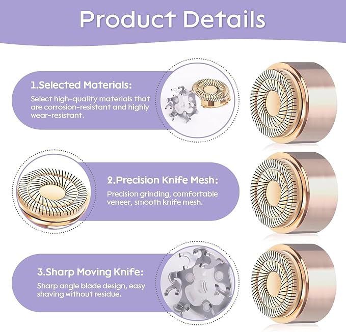 Replacement Heads for Flawless Replacement Heads,Generation 3 Replacement Heads Compatible with New Finishing Touch Flawless Facial Hair Remover,Dual Blades for Flawless Replacement Heads Gen 3,4Pcs.
