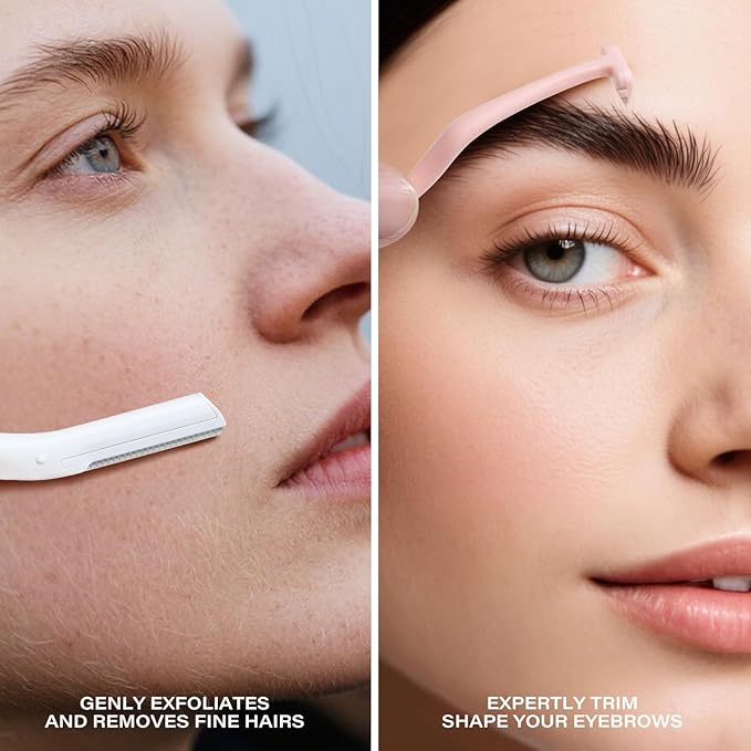 Eyebrow Razors w/Dermaplane Razors Set - Japanese Premium Quality Blades - Small Face Razors for Peach Fuzz and Fine Hair, Multipurpose Exfoliating Dermaplaning Tools for Women and Men