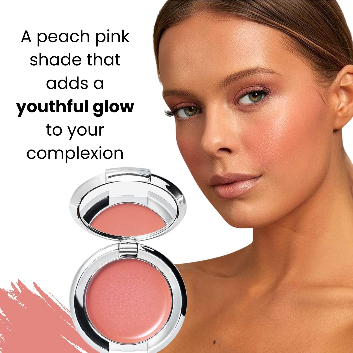 Nude Envie - Cream Blush - Creamy & Blendable for Easy Application - Pigmented Long-Lasting Dewy Finish - With Hyaluronic Acid - Mirror Compact - Vegan, Paraben-Free & Cruelty-Free - Peachy