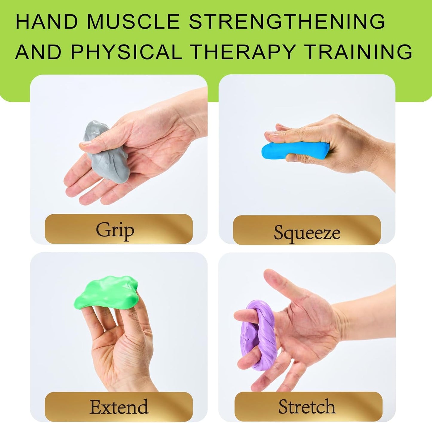 4 Pack Theramandu Therapy Putty Kit (3oz Each) – Hand Putty Physical Therapy for Kids & Adults, Sensory Stress Relief & Hand Muscle Strengthening Exercise Therapy Putty, 4 Different Resistances