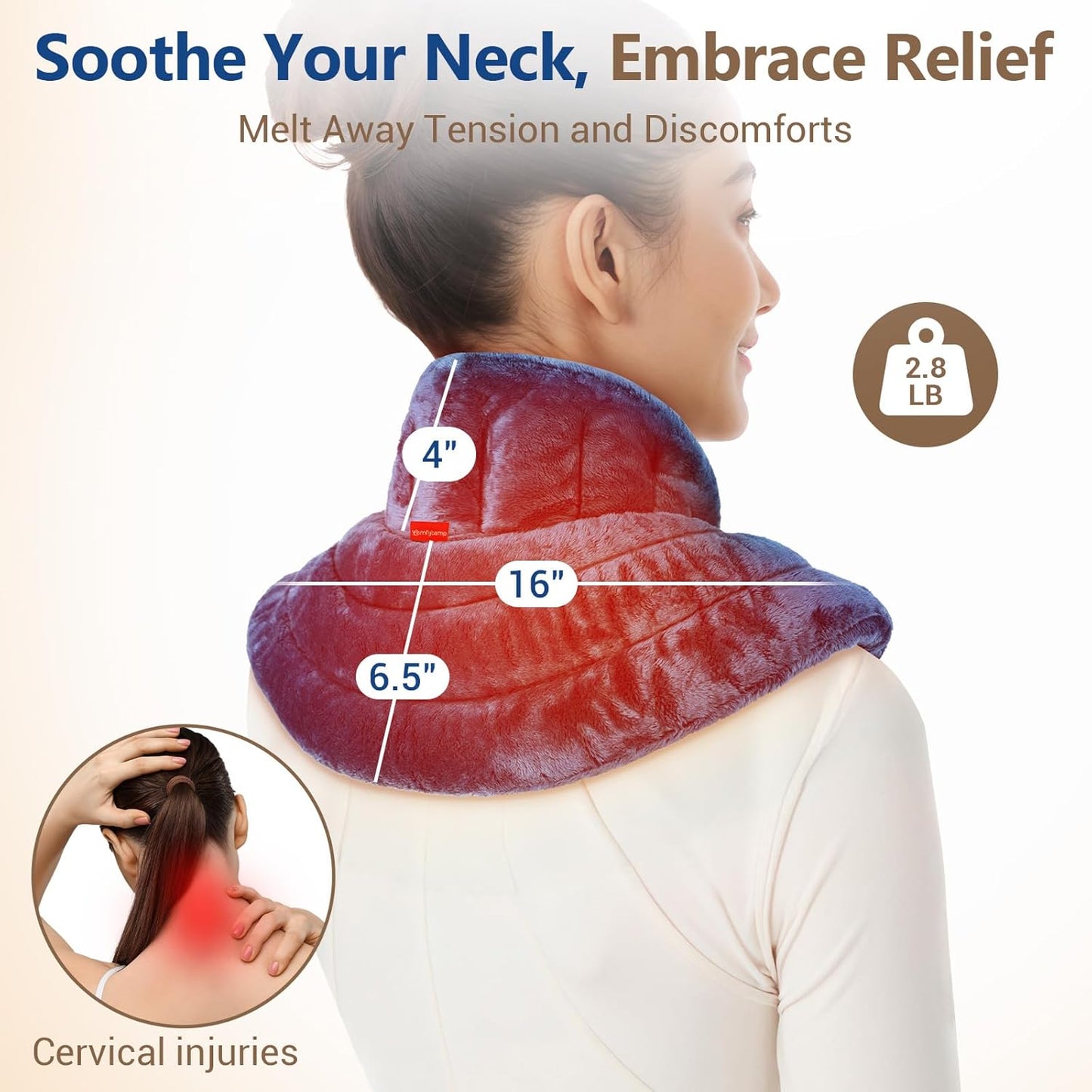 Comfytemp Neck Shoulder Heating Pad Microwavable for Pain Relief, 2.8lb Weighted Heated Neck Wrap Warmer, Microwave Moist Heating Pads, Warm Compress, Get Well Relaxation for Women Men Seniors