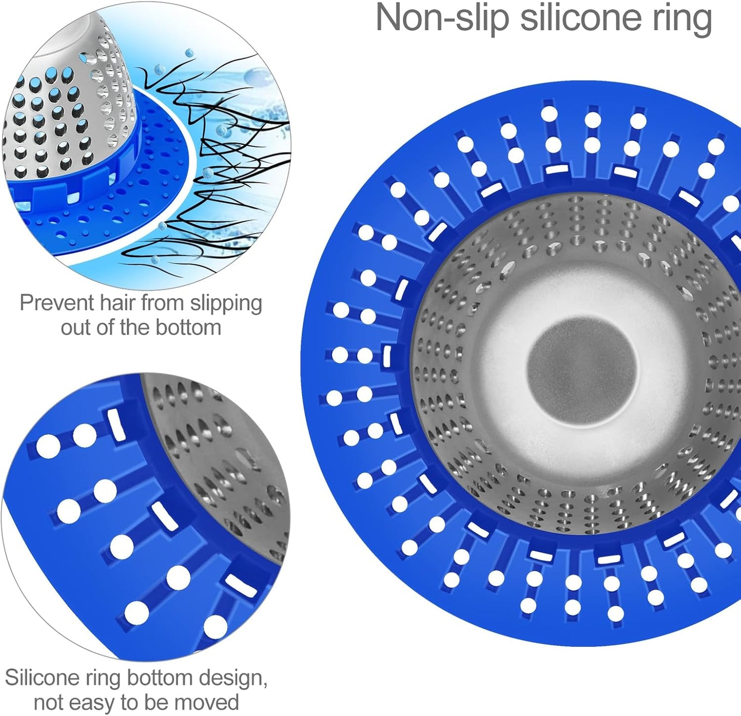 LEKEYE Shower Drain Hair Catcher/Shower Drain Cover/Drain Protector for Pop-Up & Regular Drains(Blue)