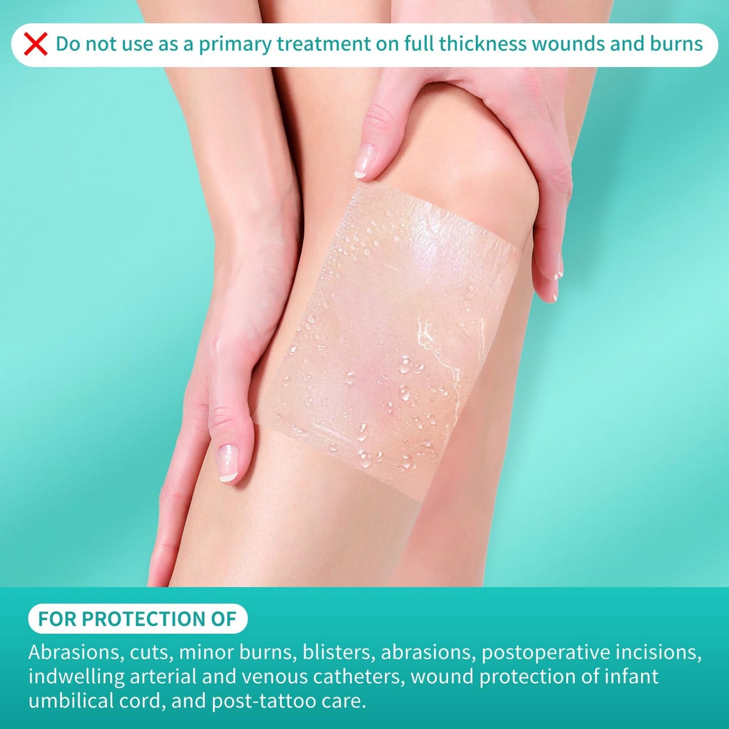 Dimora Transparent Film Dressing 50 Packs, Waterproof Adhesive Clear Bandages 4 in x 5 in, Wound Cover for IV Shield, Tattoo Aftercare Bandage,Clear Bandage Tape for Wound Care