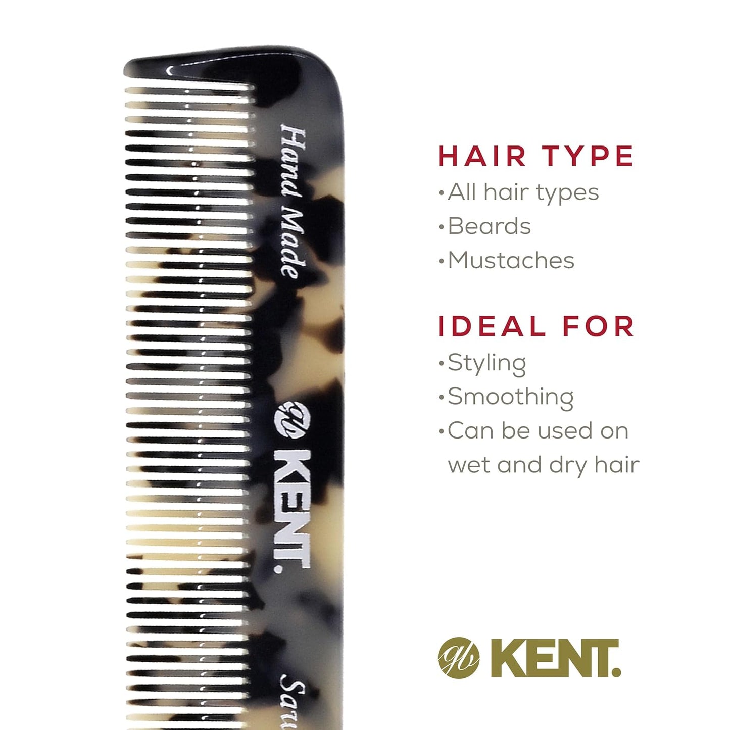 Kent Set Men's Hair Pocket Combs, Graphite 81T X-Small, FOT All Fine Tooth, 20T Fine Tooth Folding Comb. Best Hair, Beard and Mustache Grooming Kit for Travel and Home Care, Handmade in England
