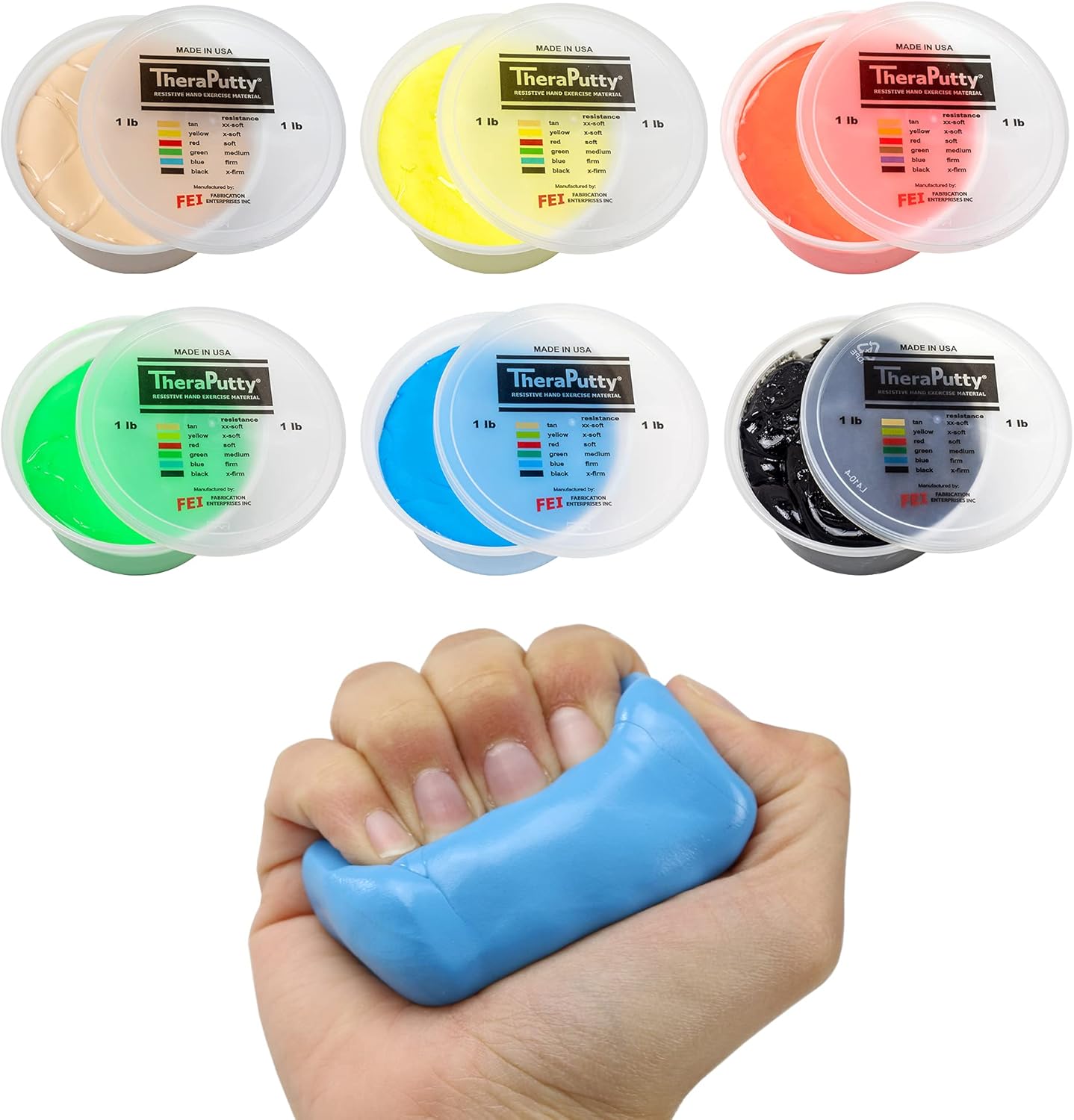 CanDo TheraPutty Standard Hand Exercise Putty For Rehabilitation, Exercises, Hand Therapy, and Occupational Therapy. Use To Strengthen Hand Muscles, Improve Fine Motor Skills, And Decrease Stress