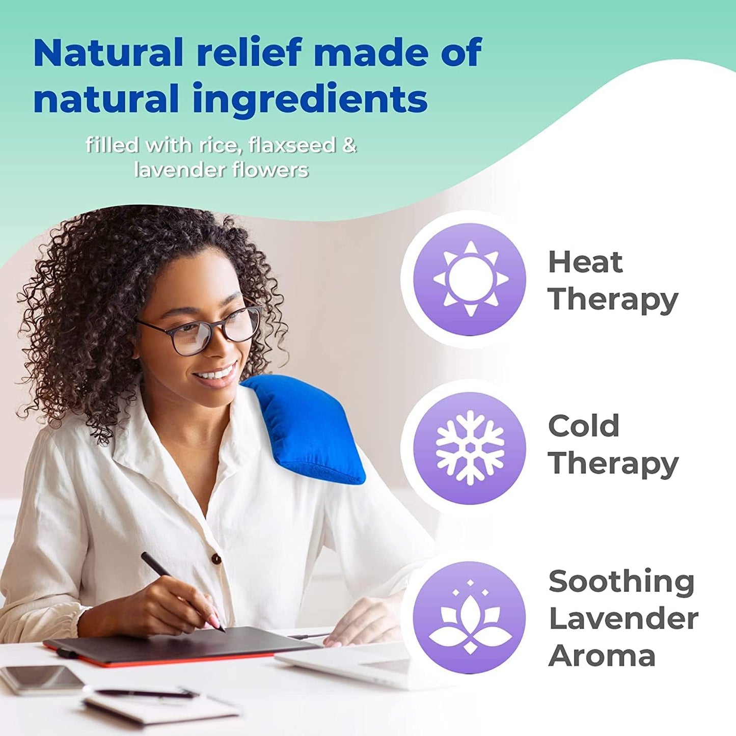 Microwavable Heating Pads for Lower Back, Neck, and Shoulder Pain Relief - Moist Microwave Heating Pad for Muscles and Joints - Microwave Hot Pack Heat Pad for Cramps - 3 Packs Blue - Lavender Scent