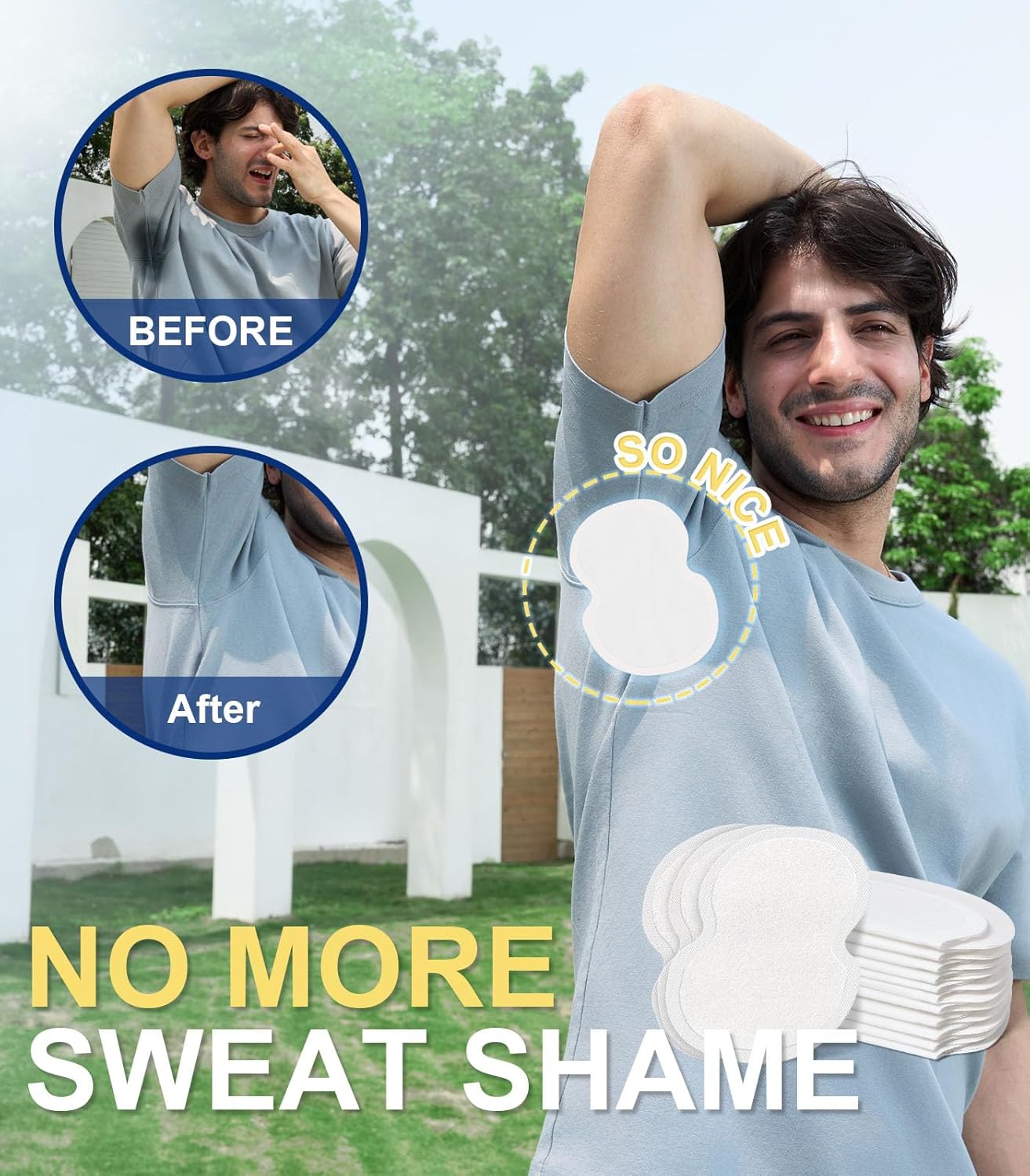 Large Underarm Sweat Pads for Women and Men Fight Hyperhidrosis 100 PCS, Comfortable Unflavored, Non Visible, Extra Adhesive, Disposable, Sweat Free Armpit Protection