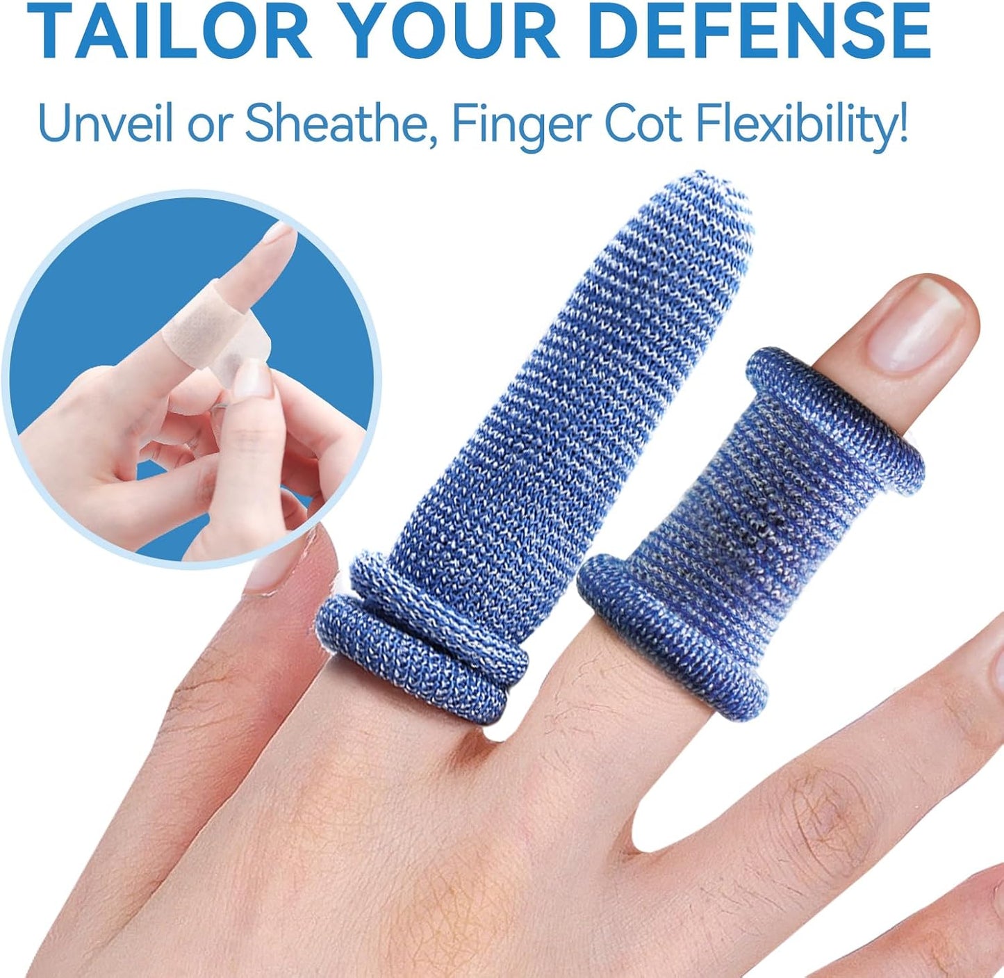 Dimora Finger Cots, Pack of 60 (Large Size) Finger Protectors, Breathable Bandages for Wound Care, Stretchy Sleeves for Gardening, Fitness and Cargo Handling, Blue