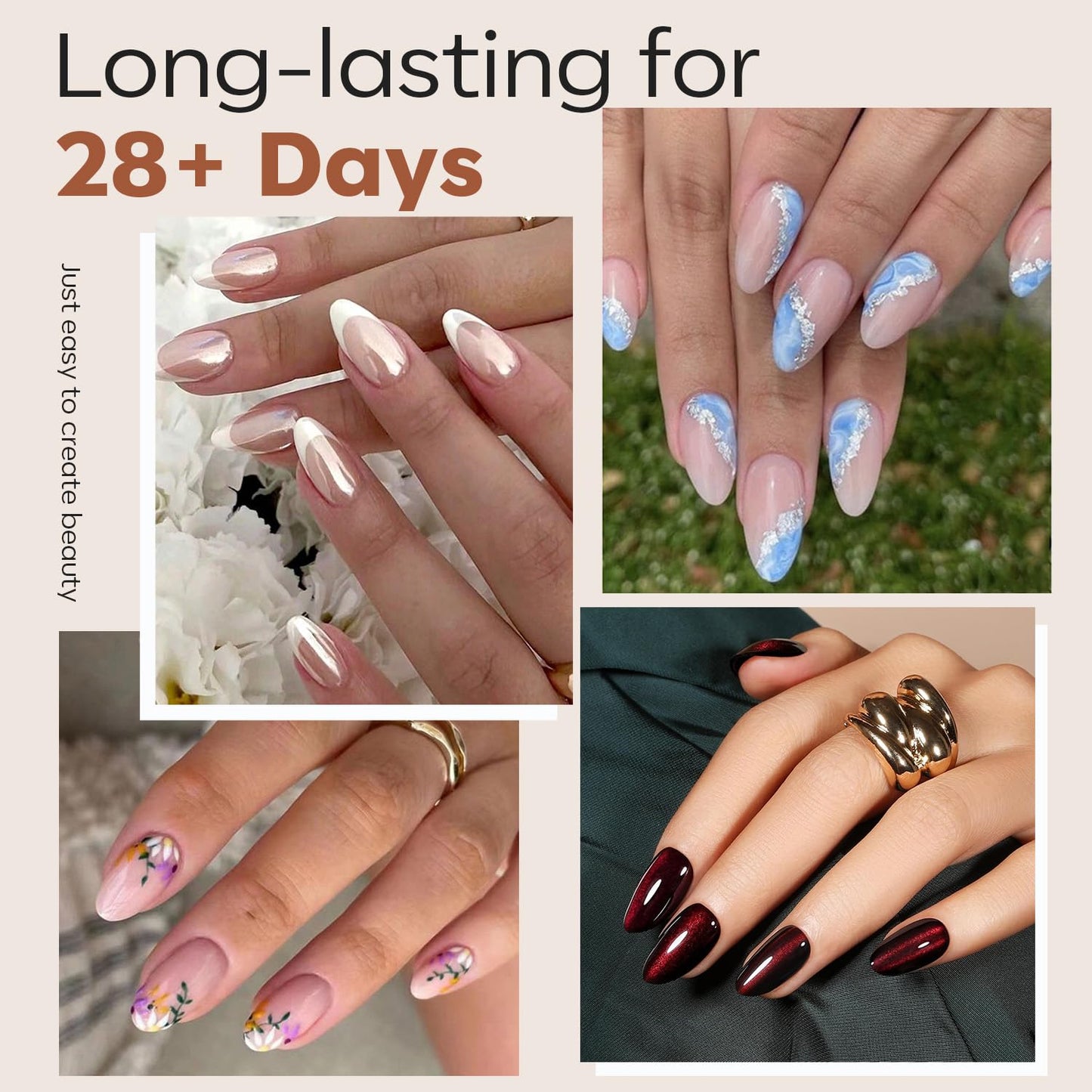 modelones Short Almond Nail Tips, Pre-shaped Soft Gel Tips Fake Nails False Acrylic Clear Full Cover Press on Extension Kit Gel Manicure DIY at Home 216PCS 12Sizes