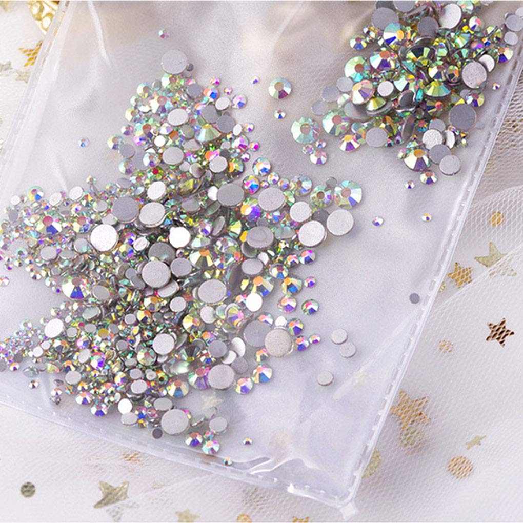 Rhinestones flat back gems round DIY decorative Nail Face and apparel accessories ss3-20 mix size(1440pcs crystal AB)
