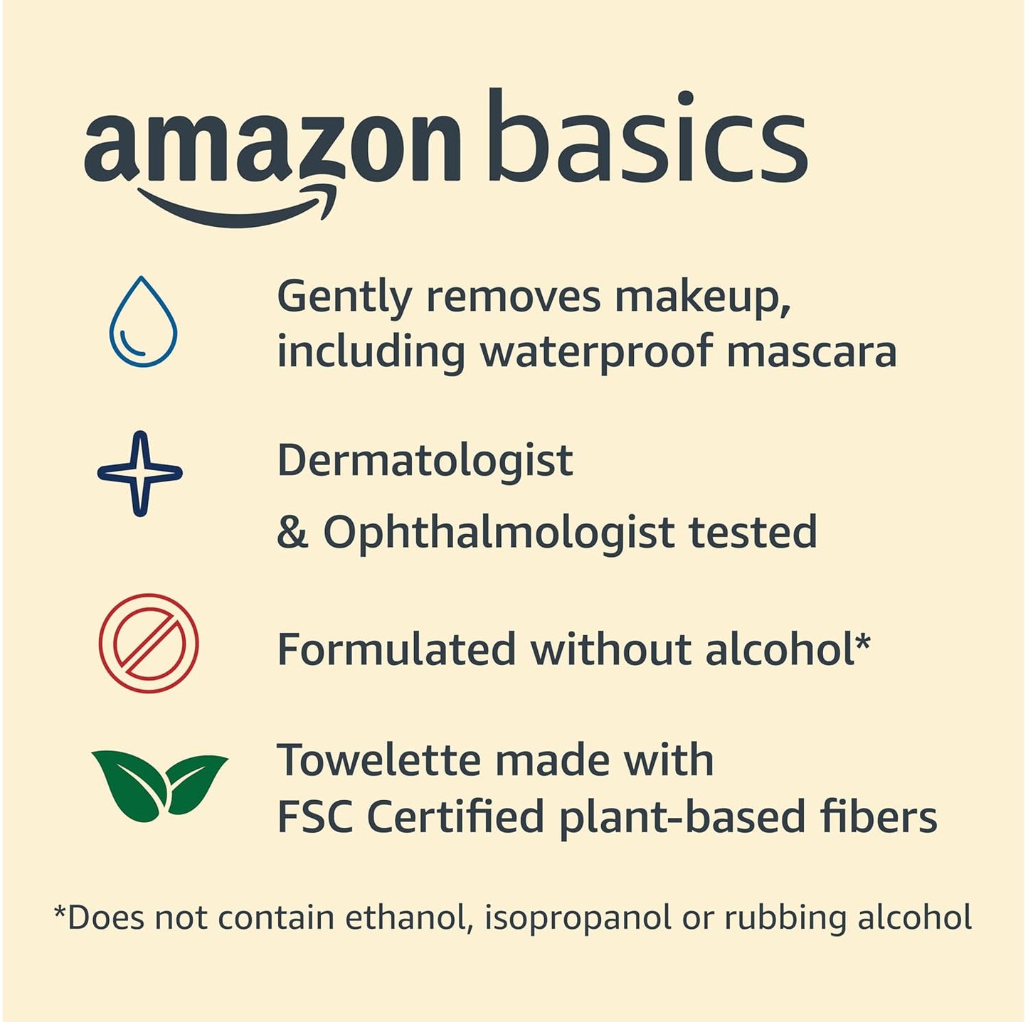 Amazon Basics Makeup Remover Wipes, Fragrance- and Alcohol-Free, Gentle Cleansing, Removes Waterproof Mascara, Dermatologist Tested, 25 Count, Pack of 6 (Previously Solimo)