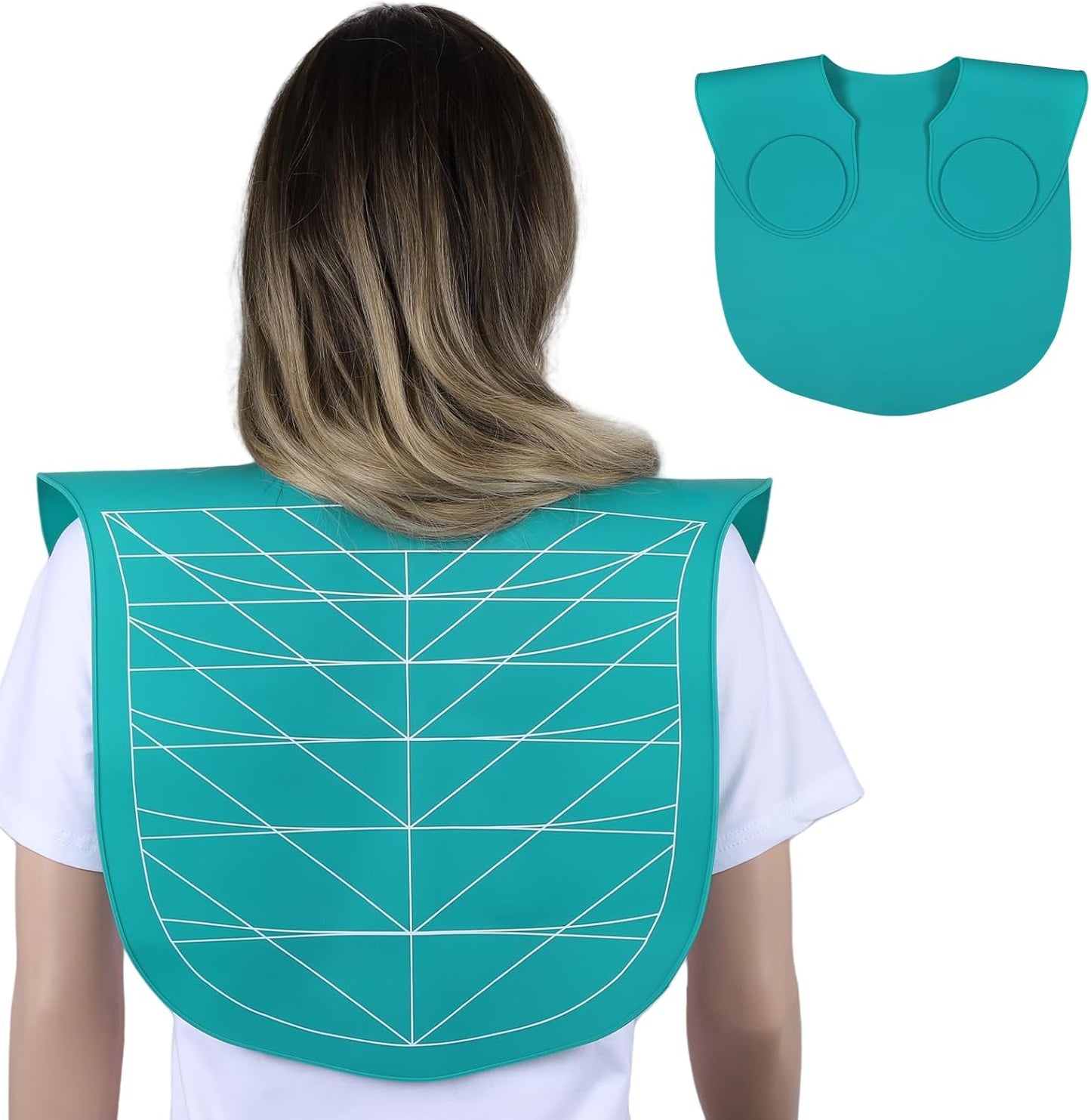 Segbeauty Hair Cutting Guide Mat Cyan, Longer Silicone Waterproof Hiarcut Mats for Barber Shop Salon, Professional Salon Hair Cutting Mat with Guidelines Weighted Neck Wrap for Hairstylist