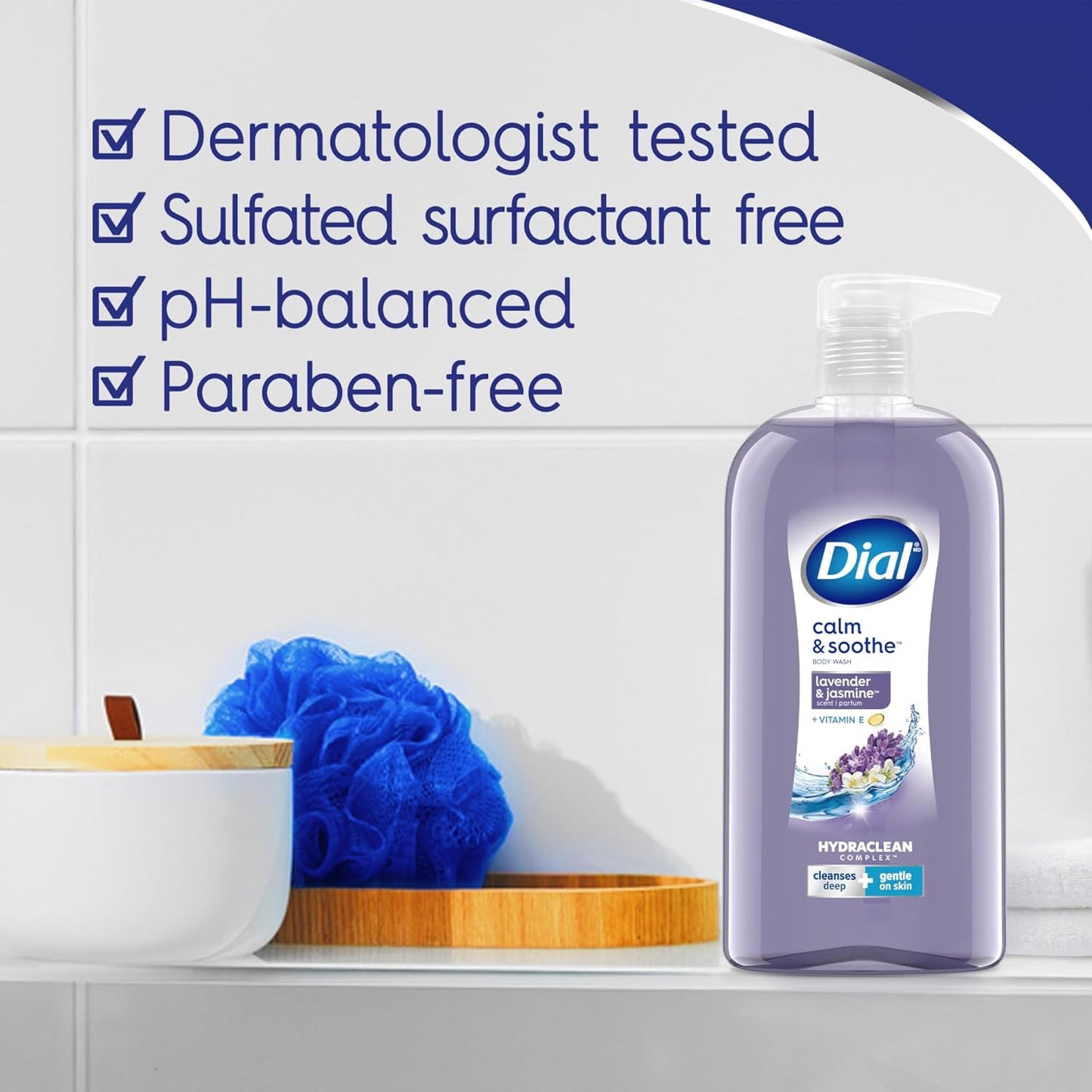 Dial Body Wash, Calm & Soothe Lavender & Jasmine Scent, 23 fl oz, Pack of 3