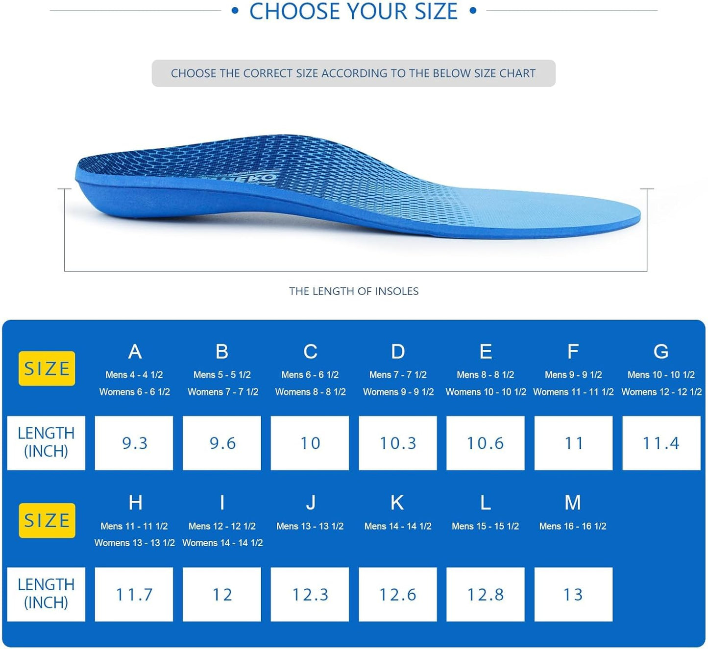 Plantar Fasciitis Feet Insoles Arch Supports Orthotics Inserts Relieve Flat Feet, High Arch (Mens 16-16 1/2)