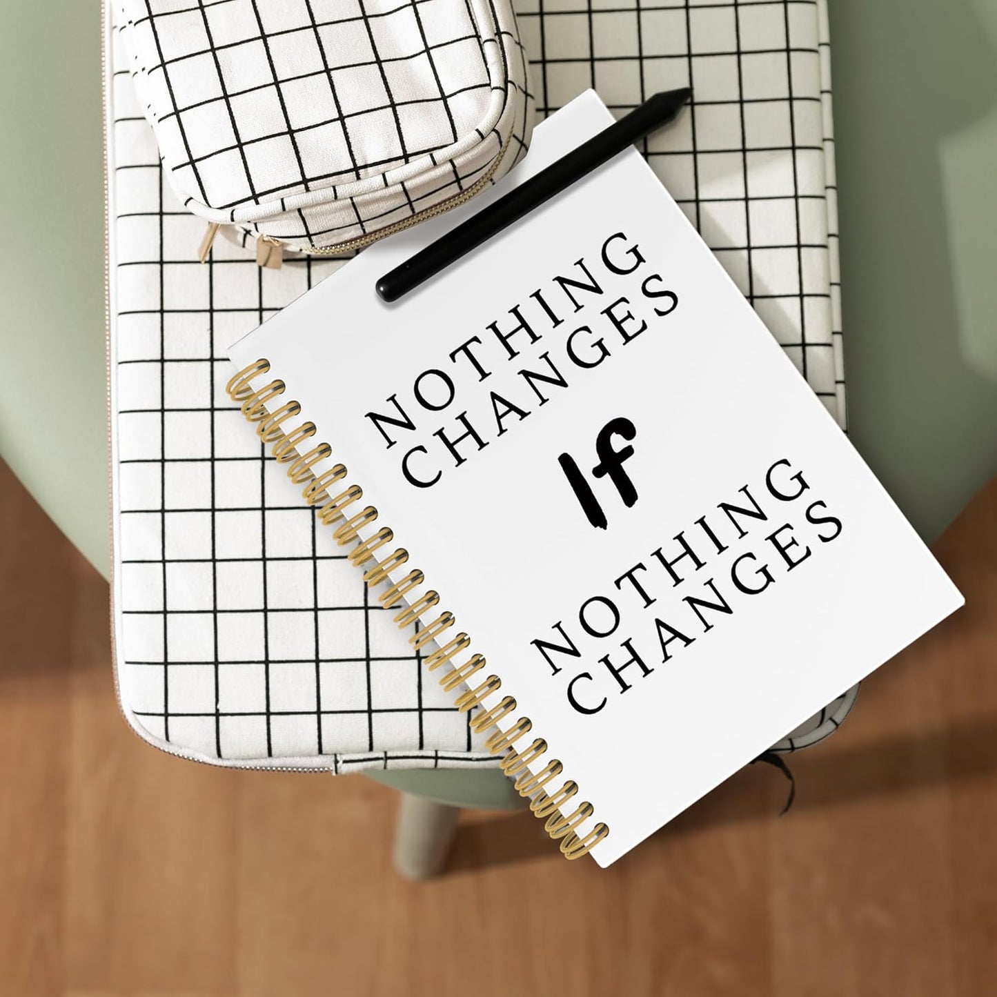 Motivational Notebook, Positive Affirmations Stress Relief Gifts, Office Growth Mindset Motivational Notebooks, Nothing Changes If Nothing Changes Hardcover Spiral Notebook 5.5x8.3 Inch