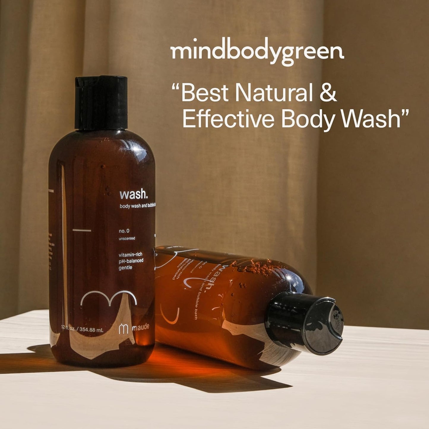 MAUDE Wash No. 0 - pH Balanced Moisturizing Body Wash & Bubble Bath - With Vitamin C & E for Whole-Body Skin & Feminine Care - Skin-Softening Shower Gel - Unscented (12 fl oz)