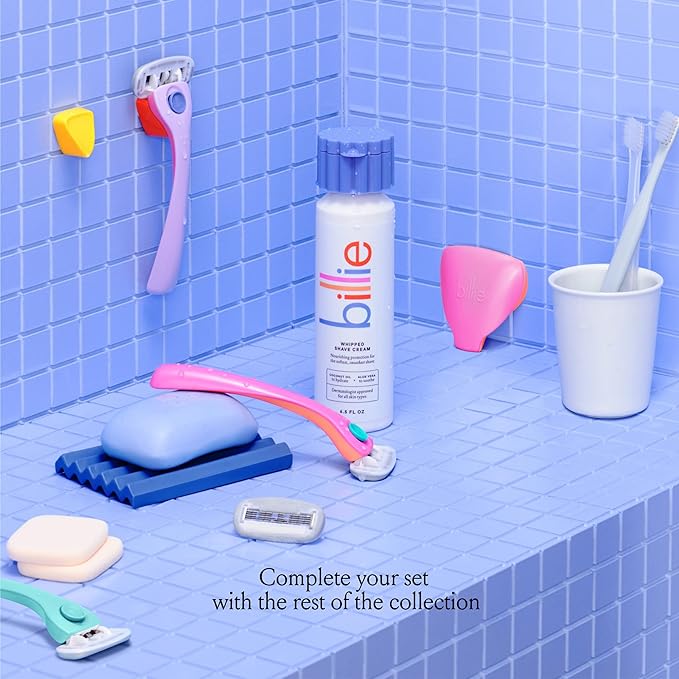 Billie Razors for Women Shave Kit – Women’s Razor + 4 x 5-Blade Razor Refills + Magnetic Holder – Coral