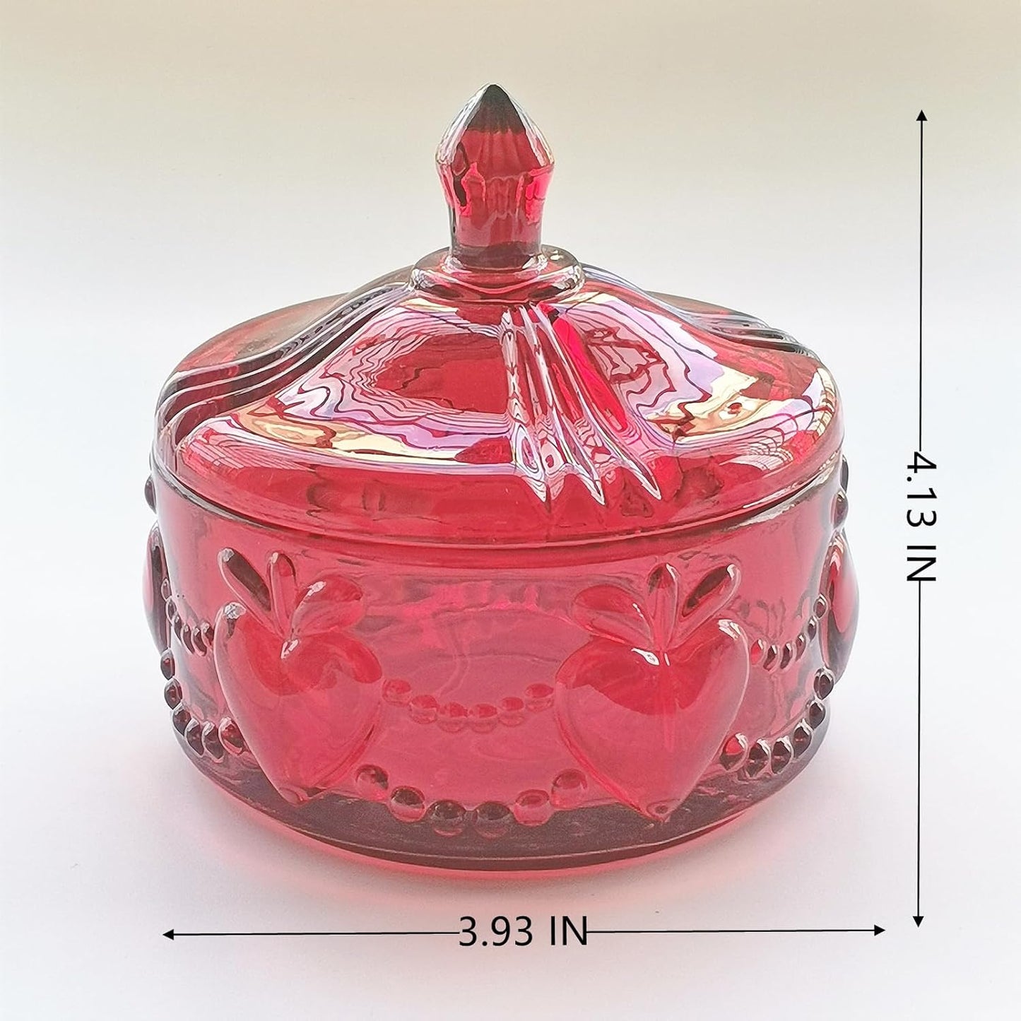 Body Powder Puff and Container - Glass Dusting Powder Container with 2 Soft Puffs Vintage Powder Puff Case for Women & Girls (3.93x3.93x4.13 H in) - GRB017-Red