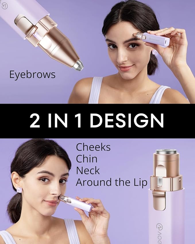 Eyebrow Hair Trimmer: Rechargeable Facial Hair Removal Device for Removing Unwanted Peach Fuzz from Lips Chin Neck As Well As Shaping Eyebrows