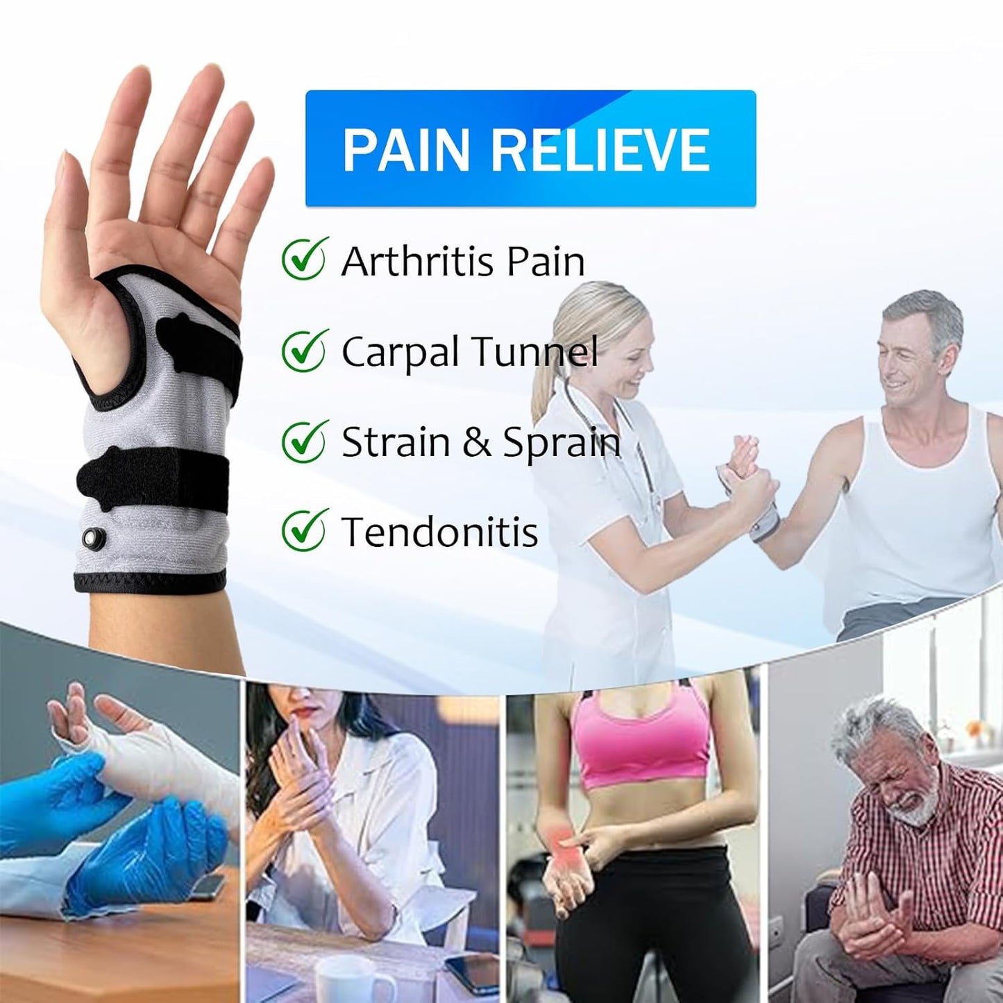 Wrist Brace for Carpal Tunnel Night Support, Inflatable waterproof Wrist Support with Air Compression for Pain Relief Caused by Tendonitis, Arthritis and Sprains,One Size Adjustable Hand Brace for Men and Women