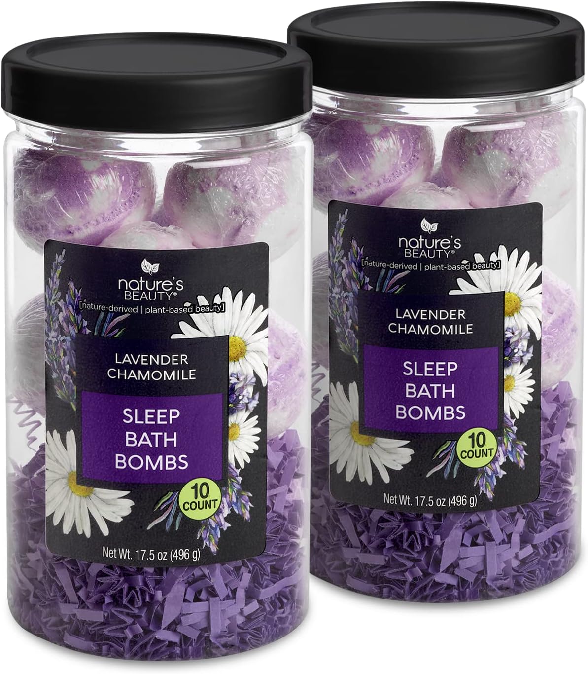 Nature's Beauty Lavender Chamomile Sleep Bath Bomb Gift Set Multi-Pack- Luxury Fizzy Relax Spa Bomb w/Vanilla + Citrus Scent Made with Coconut Oil + Witch Hazel, 17.5 oz | 10 ct ea (2 Pack)