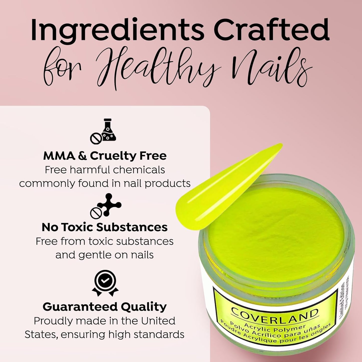 Tones Coverland Acrylic Nail Powder "Let's Go Party" - Limited Edition Acrylic Powder for Nail Design, Sculpting, and Masking Nail Bed Imperfections - Professional Acrylic Nail Supplies - (1.5 Oz)