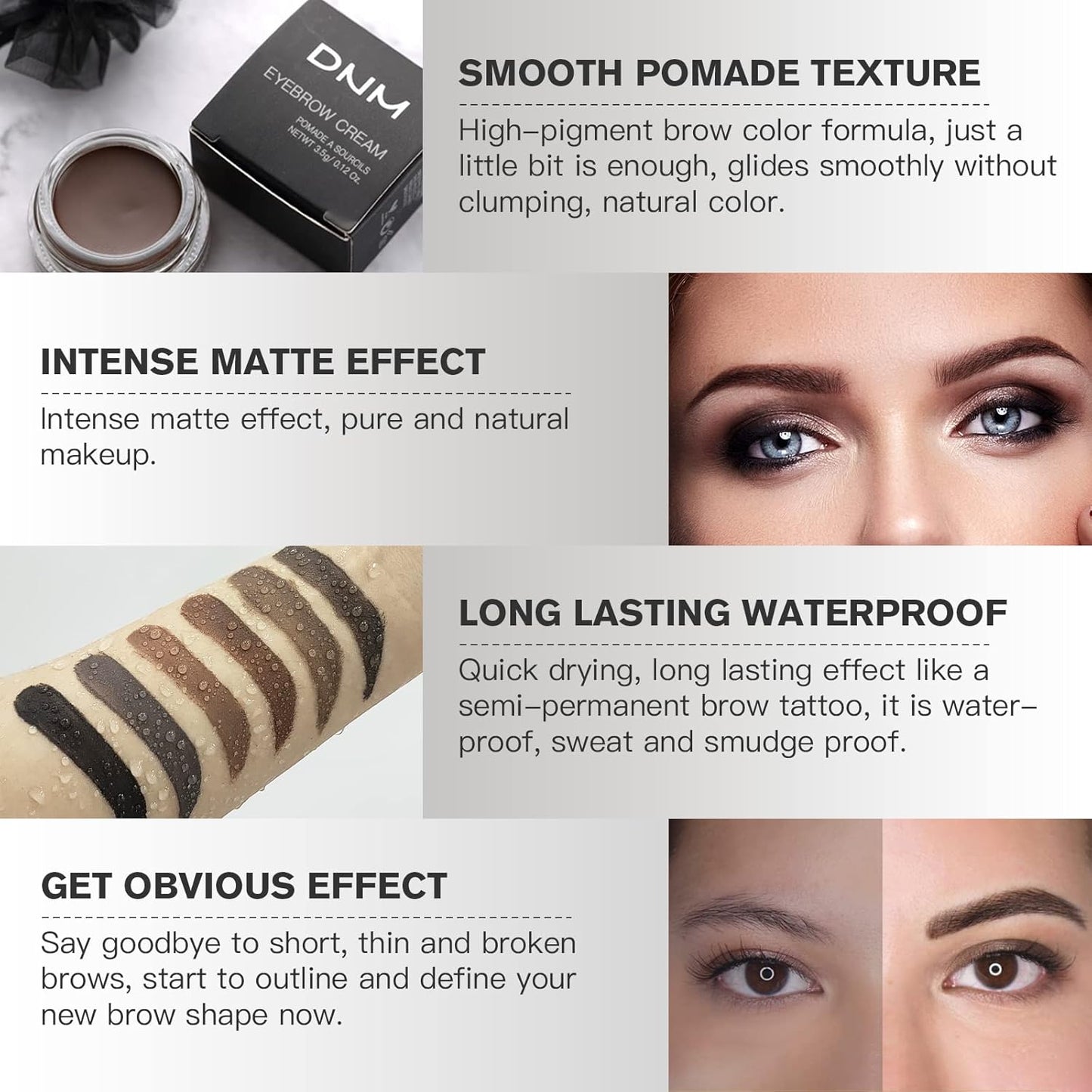 2Pcs Brow Pomade Set with Dual-ended Eyebrow Brush, High pigment Water proof Natural finish Eyebrow Makeup Set with Eyebrow Brush for Women and Girls（10#）