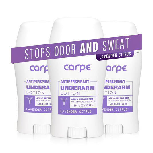 Carpe Underarm Antiperspirant and Deodorant, Clinical strength with Lavender Citrus scent, Combat excessive sweating Stay fresh and dry, Great for hyperhidrosis (Pack of 3)