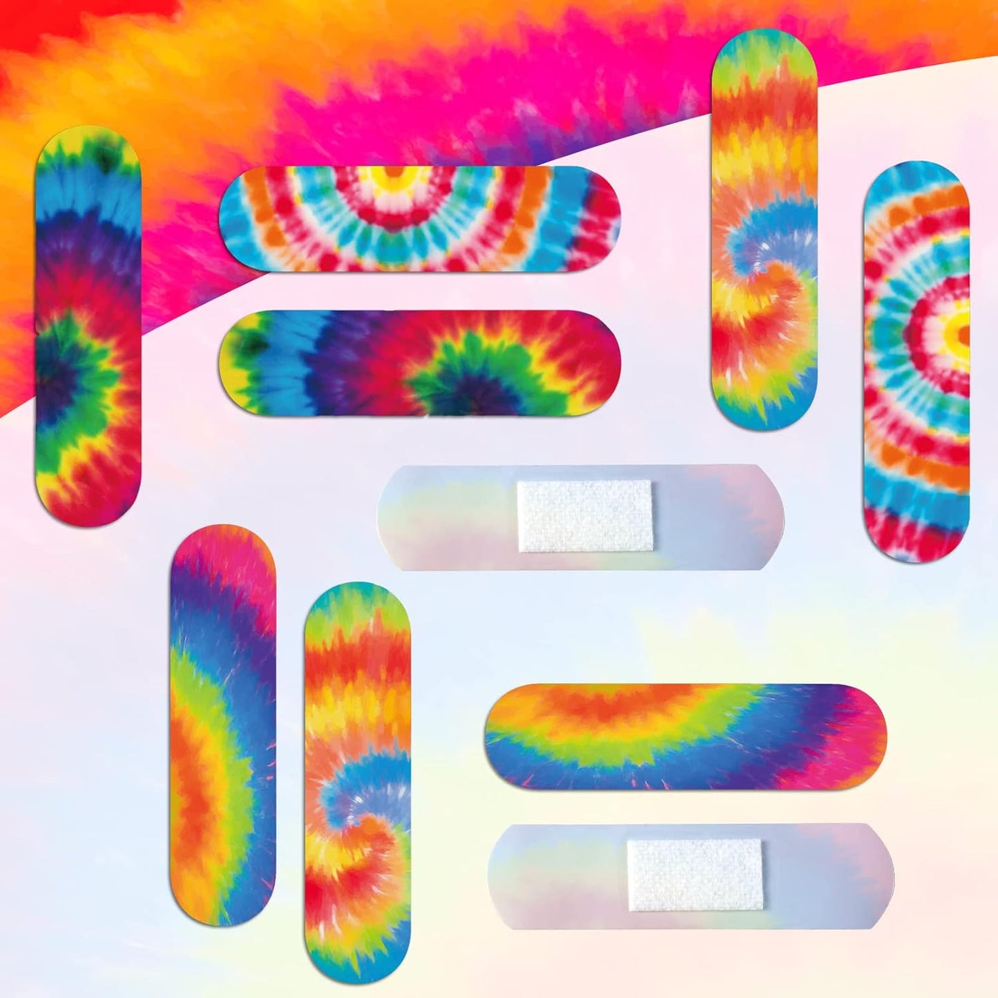 200 Pcs Tie Dye Adhesive Bandages Colorful Bandages for Kids Girls Boys Adults First Aid, Fun Colorful Designs for Cuts and Scrapes, First Aid, and Wound Care(200 Pcs)