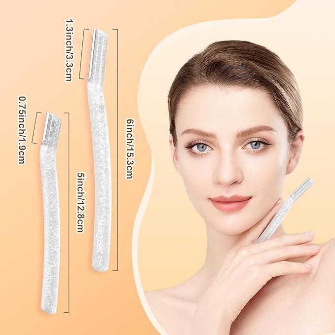 Women’s Dermaplane Razor for Face & Eyebrow - Anti-Cutting Japanese Blades for Eyebrow and Facial Hair Removal, Achieve Silky Skin and Perfect Brows (Transparent, 3 Count)