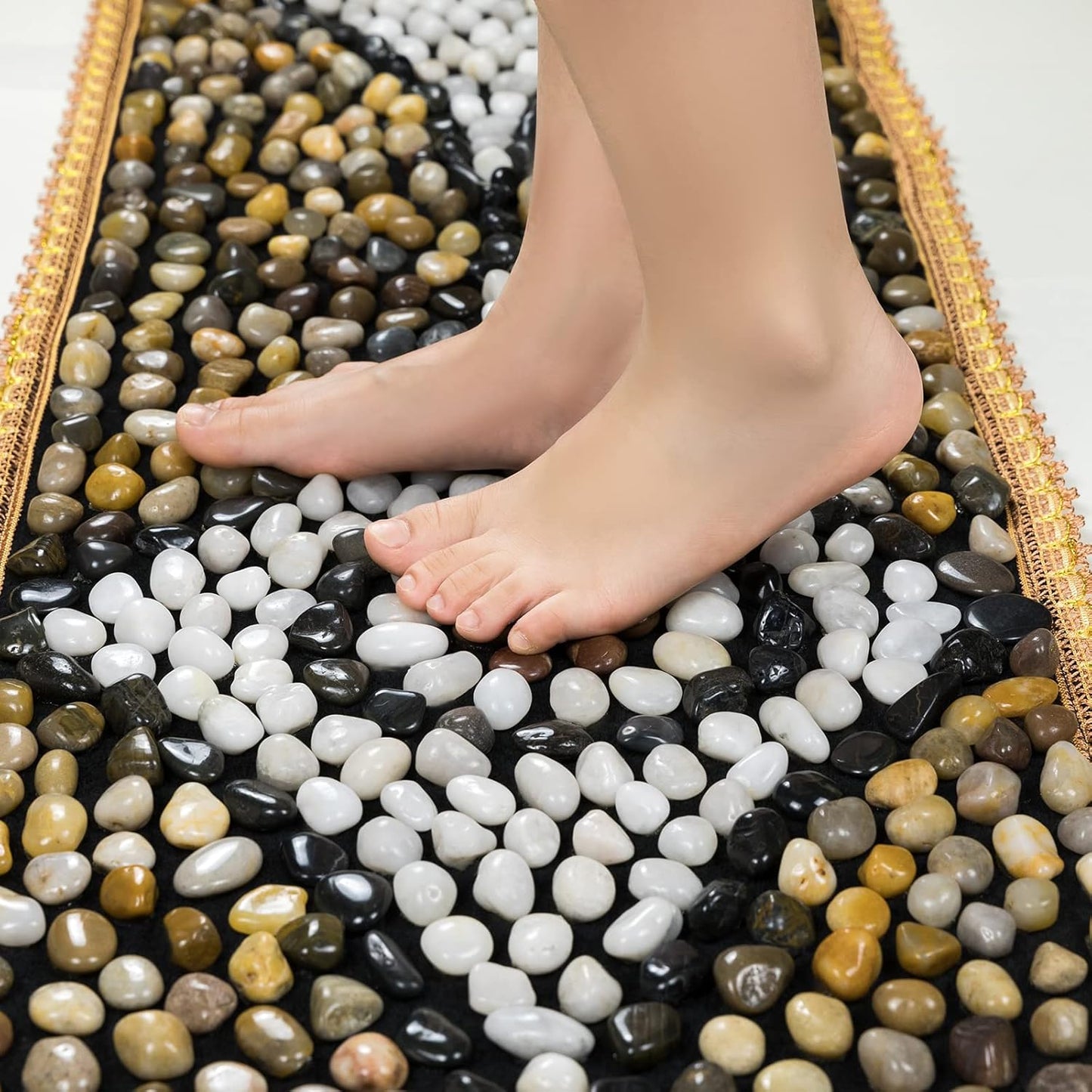 Pebbles Massage Mat, Reflexology Foot Massagers, Foot Pain Relief Massage Rock Pad, Relaxation Gifts for Parents or Friends (60"×15.7")