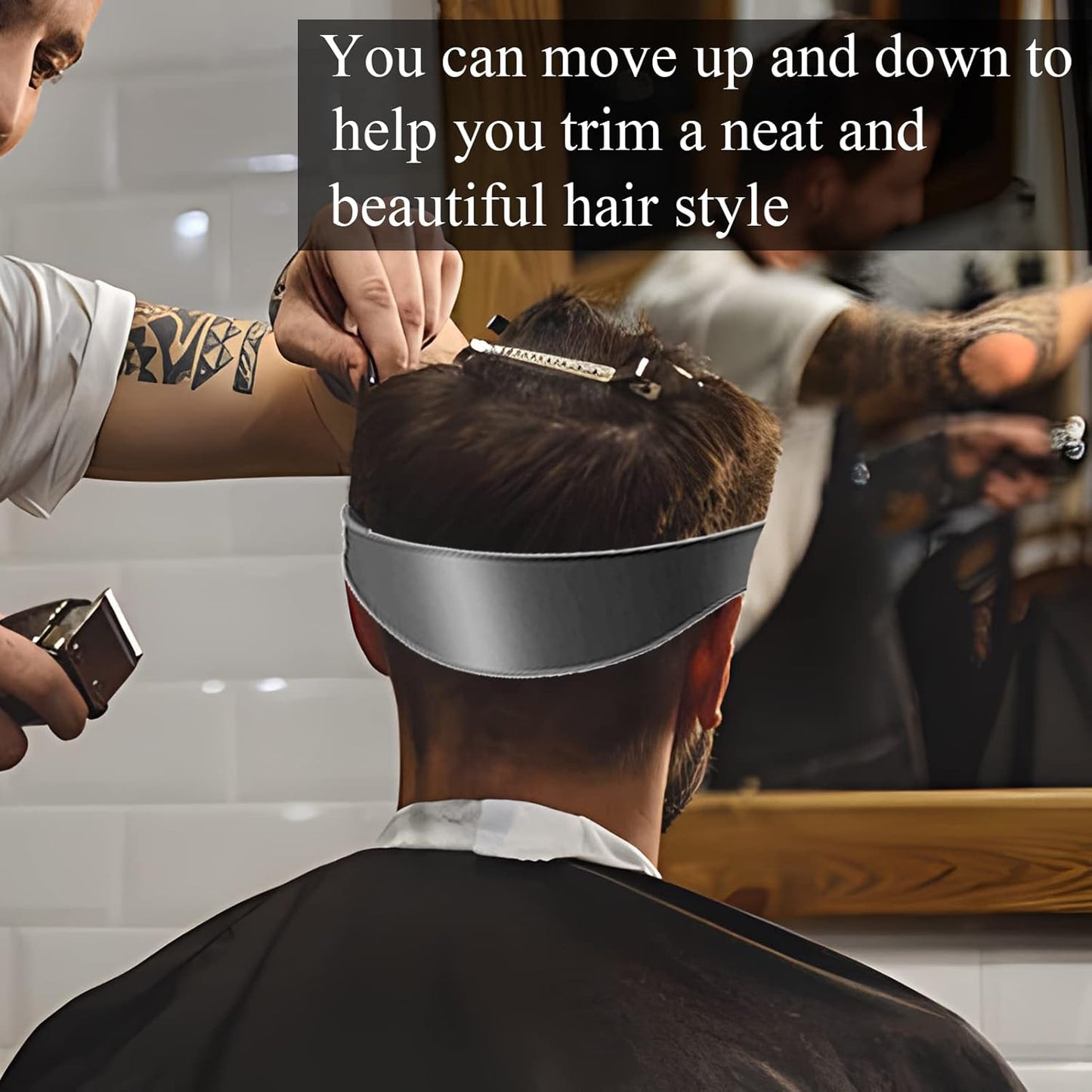 Neckline Shaving Template and Hair Trimming Guide, High-Grade Curved Durable Silicone Haircut Band for DIY Home Haircuts Fade and Taper Guide for Clippers-Gray