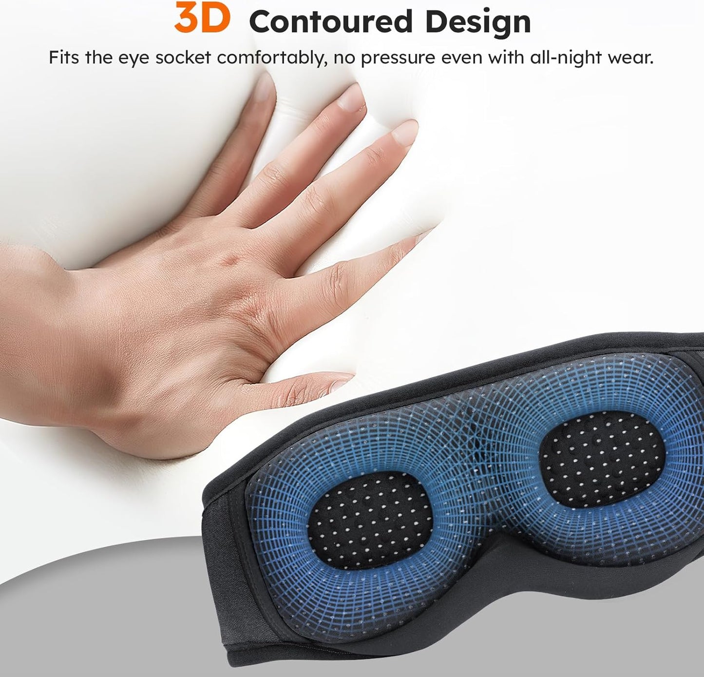 LC-dolida White Noise Sleep Mask, 3D Sleep Headphones with 16 Soothing Sounds, Bluetooth 5.4 Sleep Eye Mask with Timer, Total Blackout Sleeping Headphones for Side Sleeper(Navy)