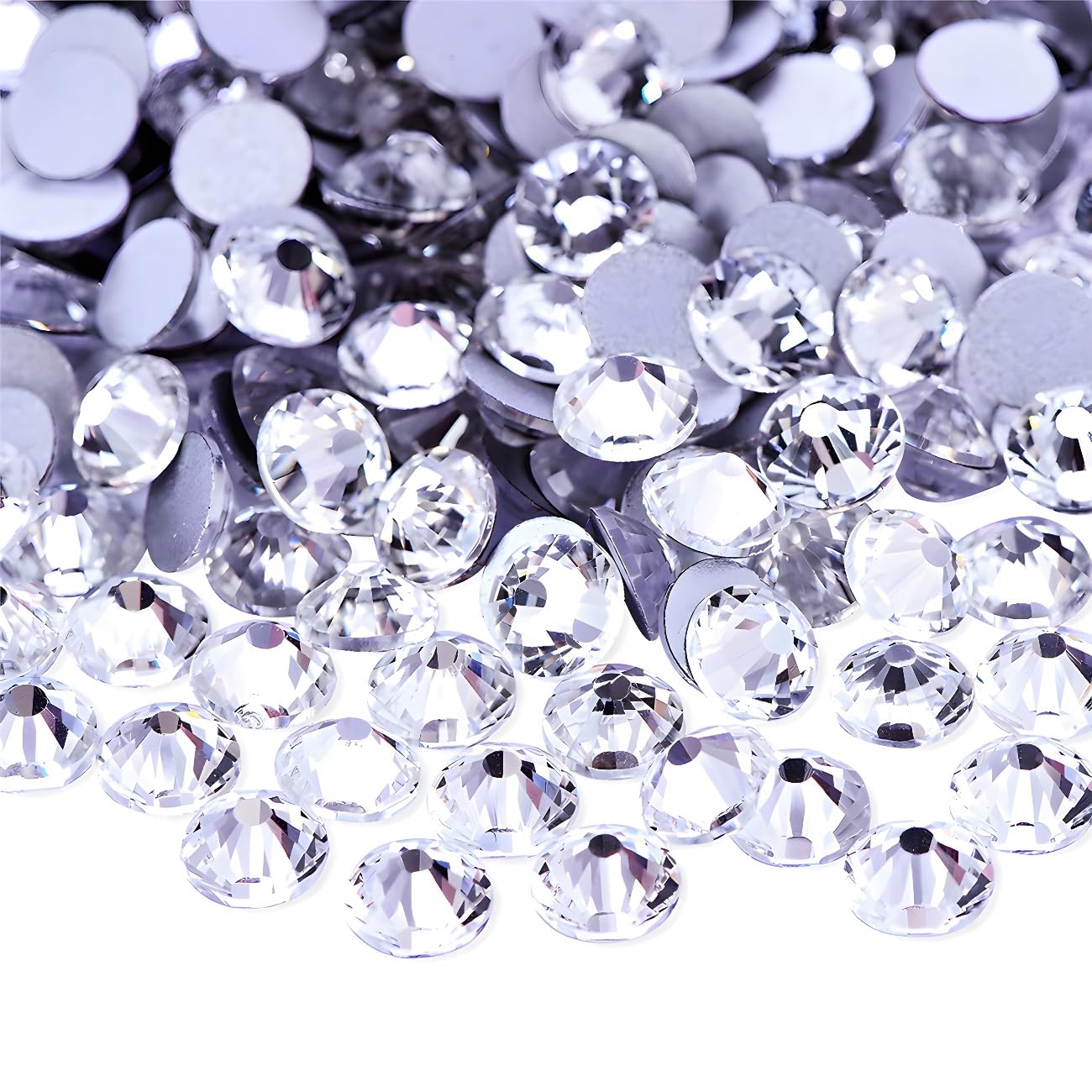 Flatback Rhinestones Round Gems for Nails Art and Crafts 620Pcs SS30 6mm Glitter Crystals Stone DIY Bags Clothes Shoes (White)