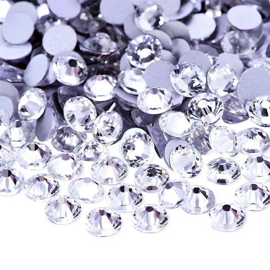 Flatback Rhinestones Round Gems for Nails Art and Crafts 4000Pcs SS12 3mm Glitter Crystals Stone DIY Bags Clothes Shoes (White)